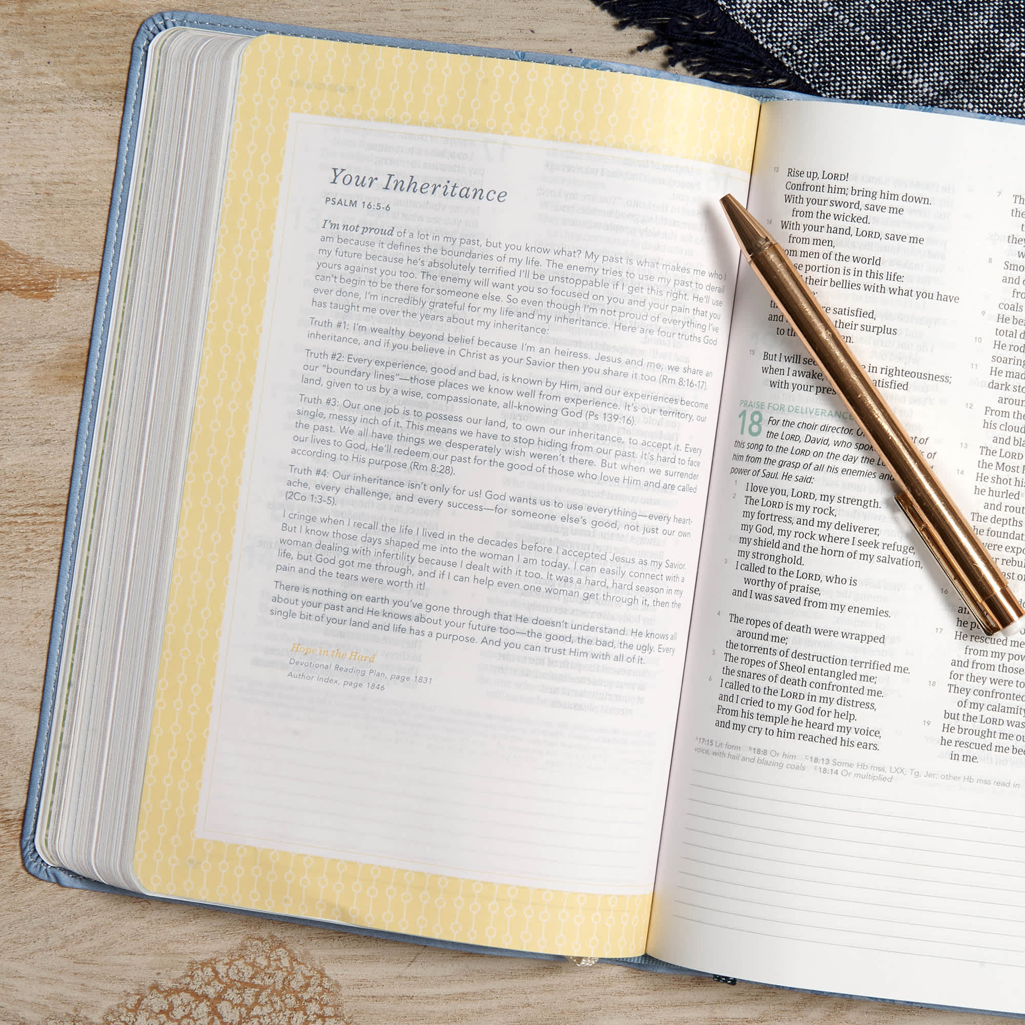 slide 5 of 9 for CSB (in)courage Devotional Bible, Blue LeatherTouch