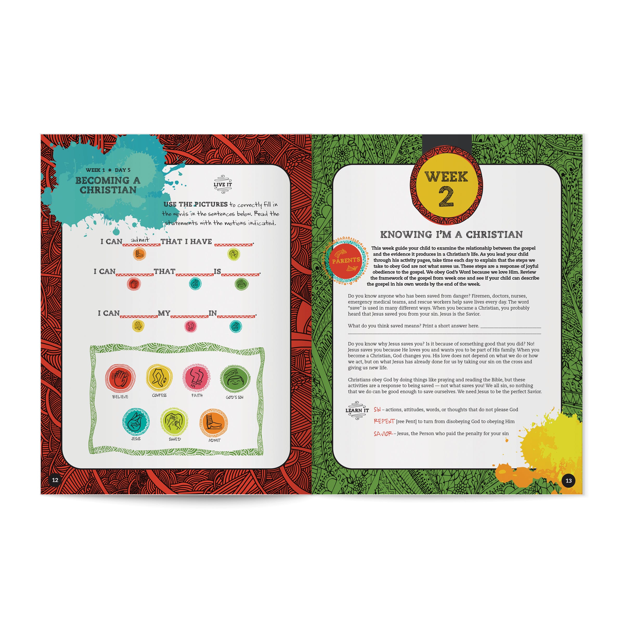 slide 6 of 8 for I'm a Christian Now! - Younger Kids Activity Book