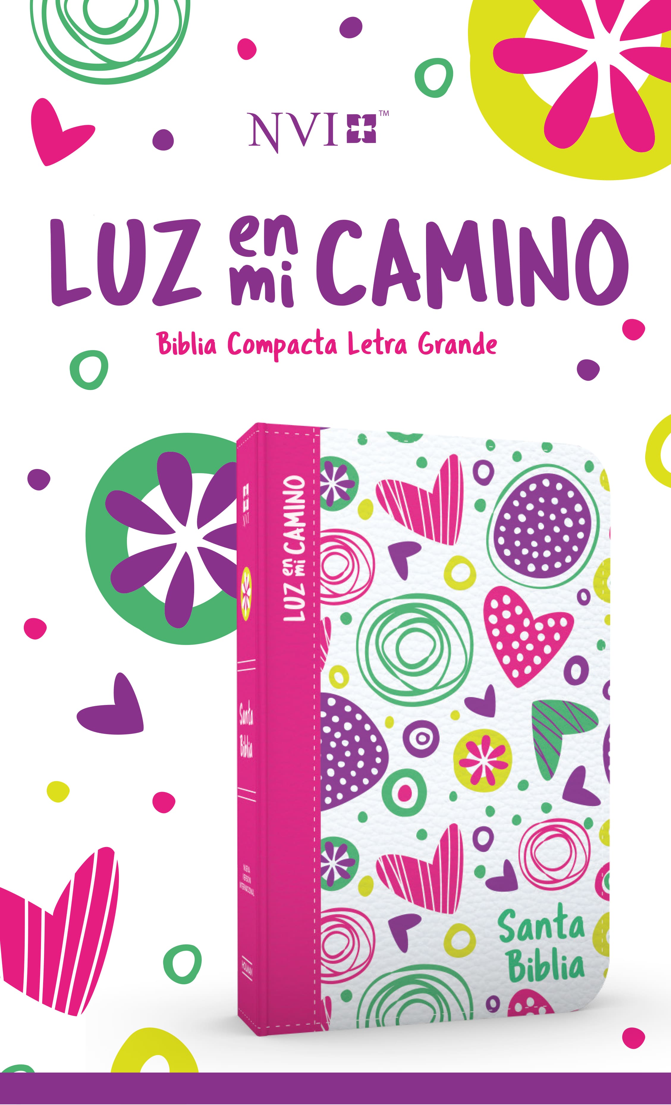 slide 3 of 3 for NVI Biblia Luz en mi camino corazones, multicolor símil piel