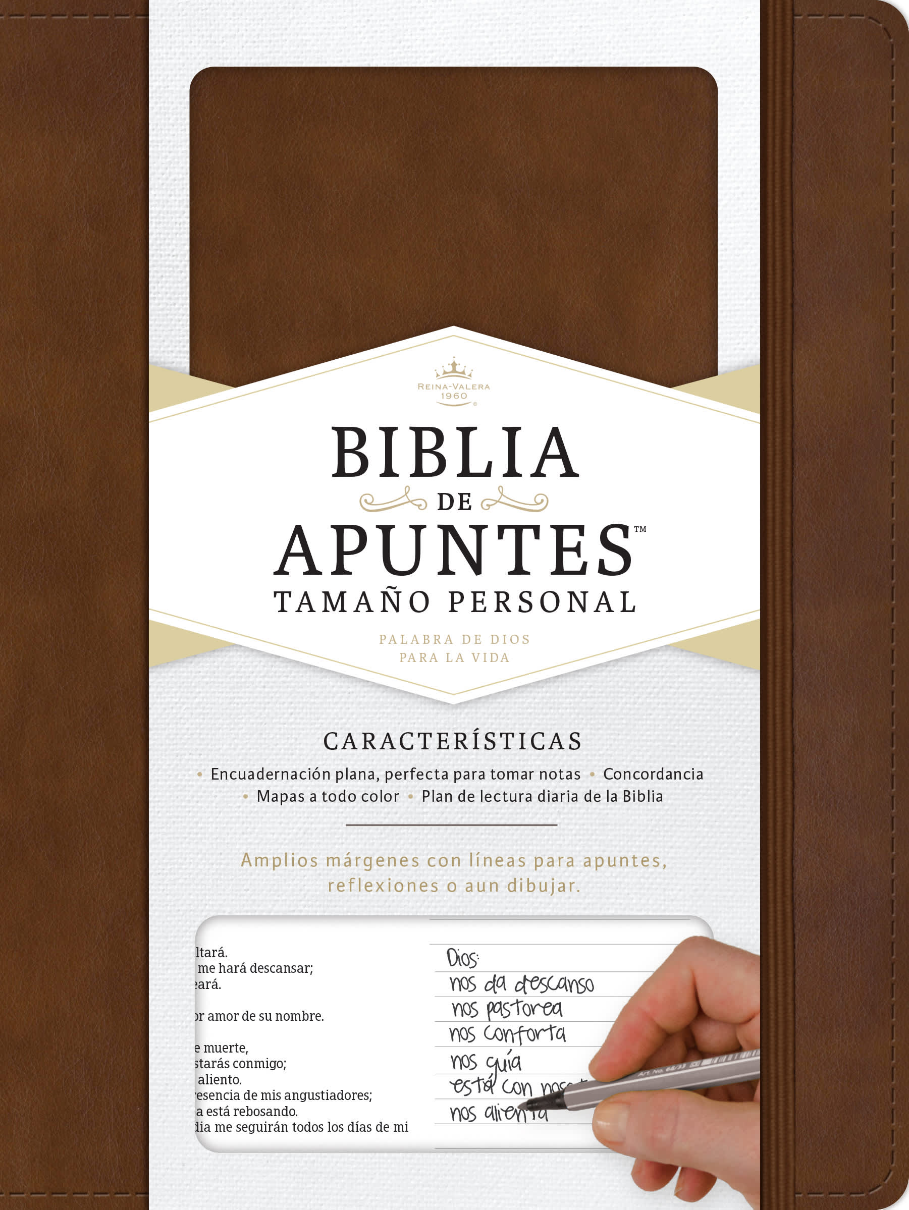 slide 3 of 3 for RVR 1960 Biblia de apuntes tamaño personal, café símil piel