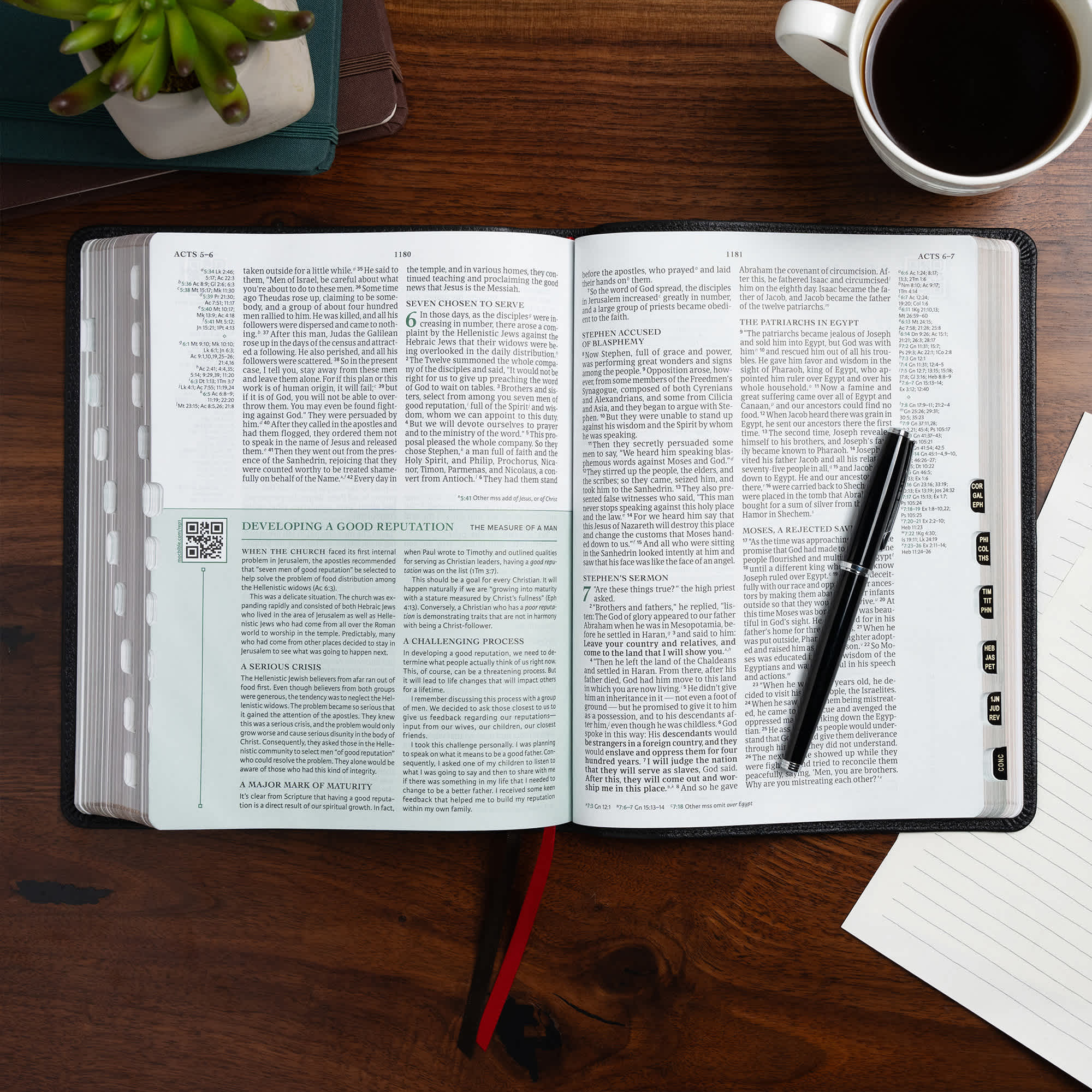 slide 7 of 11 for CSB Men of Character Bible, Revised and Updated, Black Genuine Leather, Indexed
