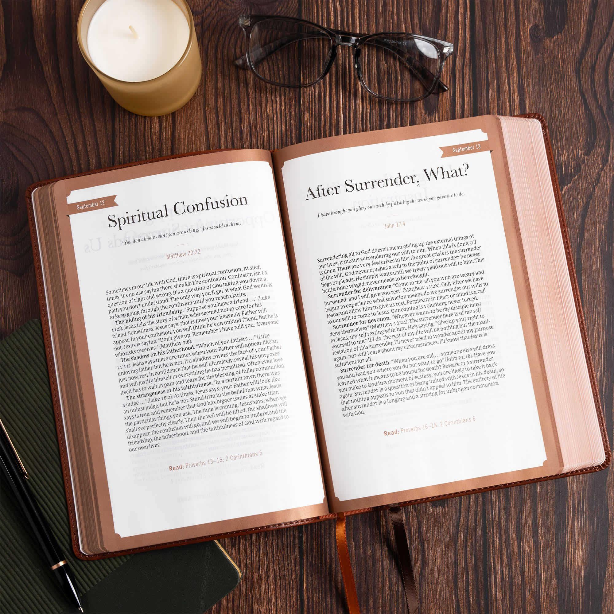 slide 5 of 11 for CSB Oswald Chambers Bible, Saddle LeatherTouch