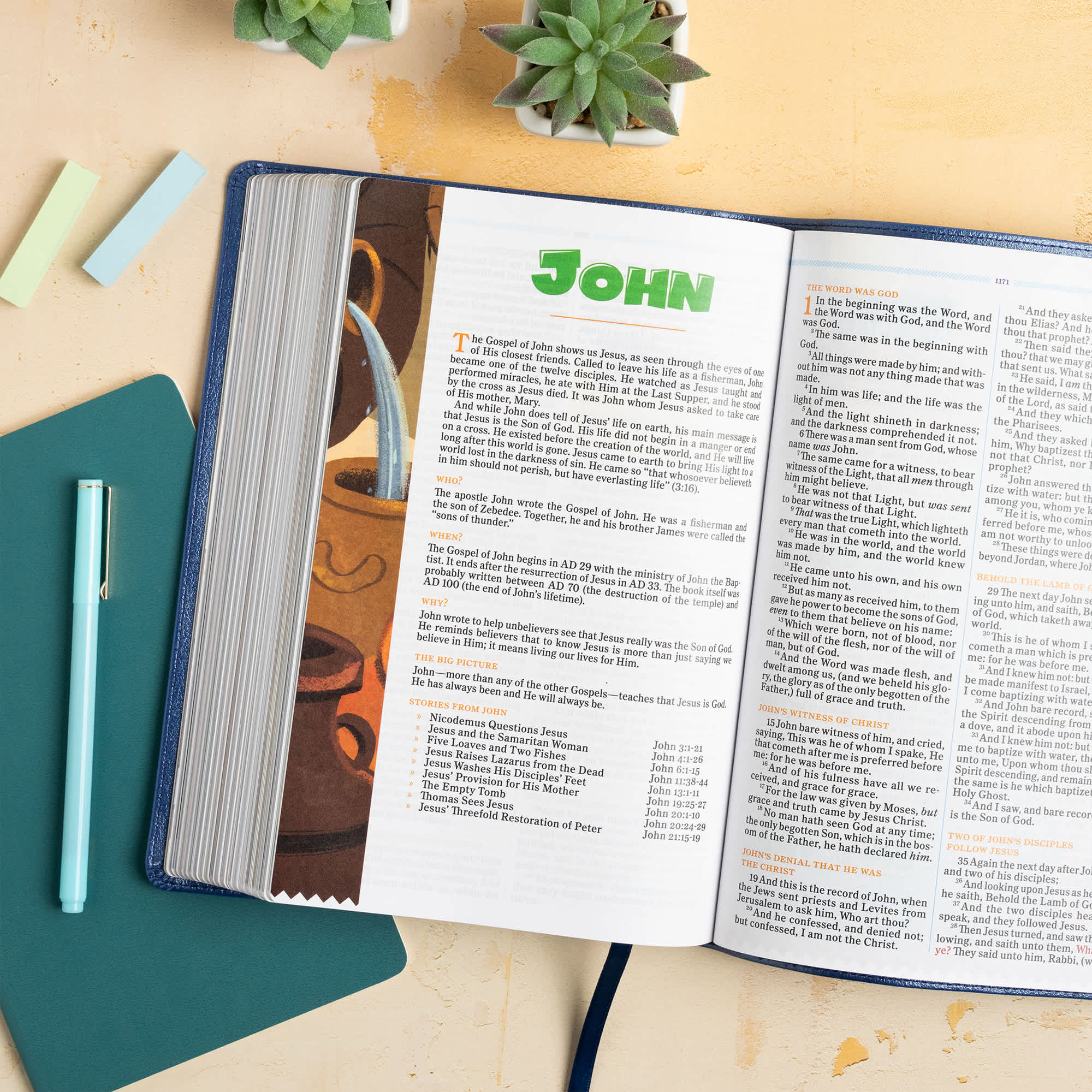 slide 7 of 11 for KJV One Big Story Bible, Royal Blue LeatherTouch