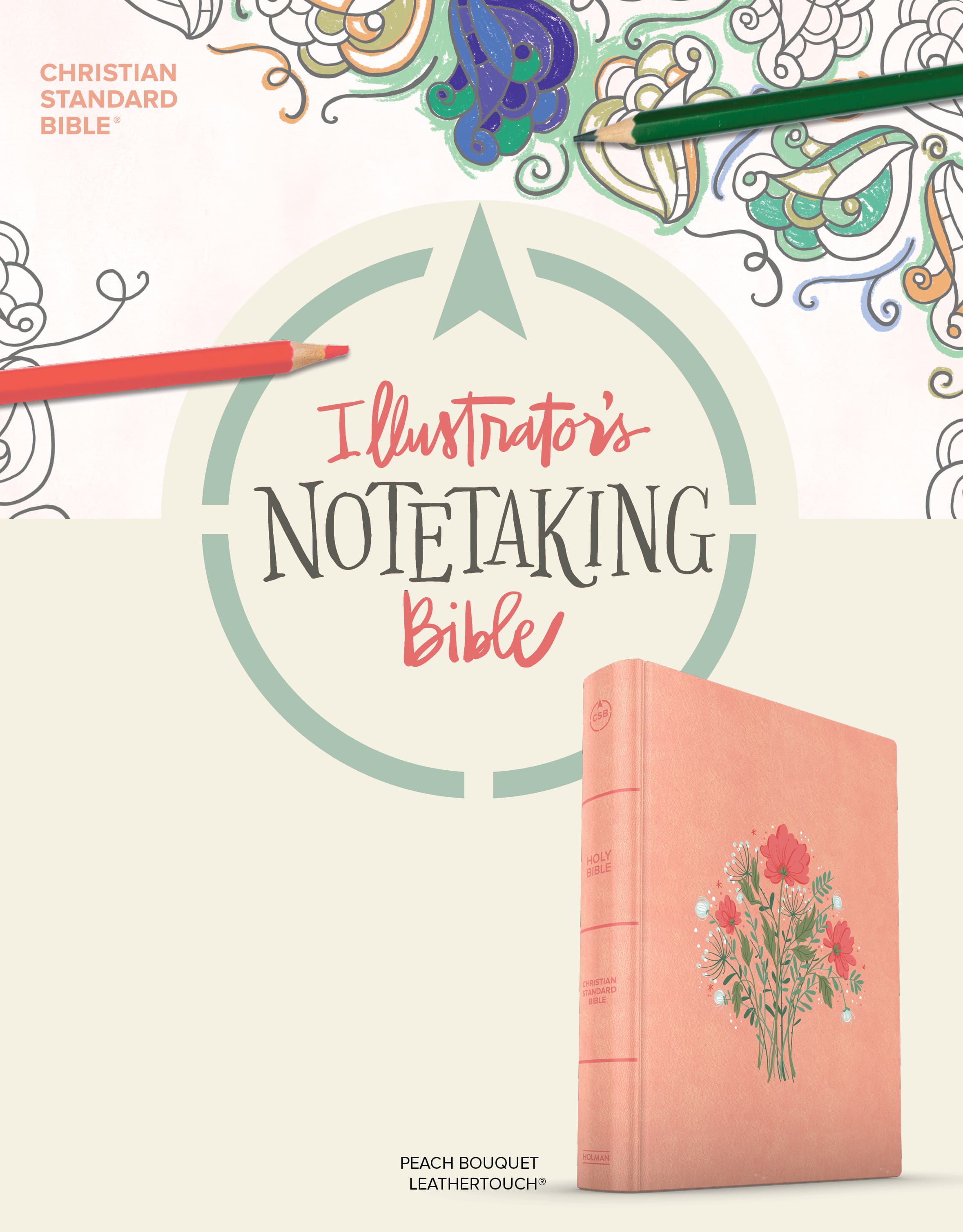slide 2 of 12 for CSB Illustrator’s Notetaking Bible, Large Print Edition, Peach Bouquet LeatherTouch