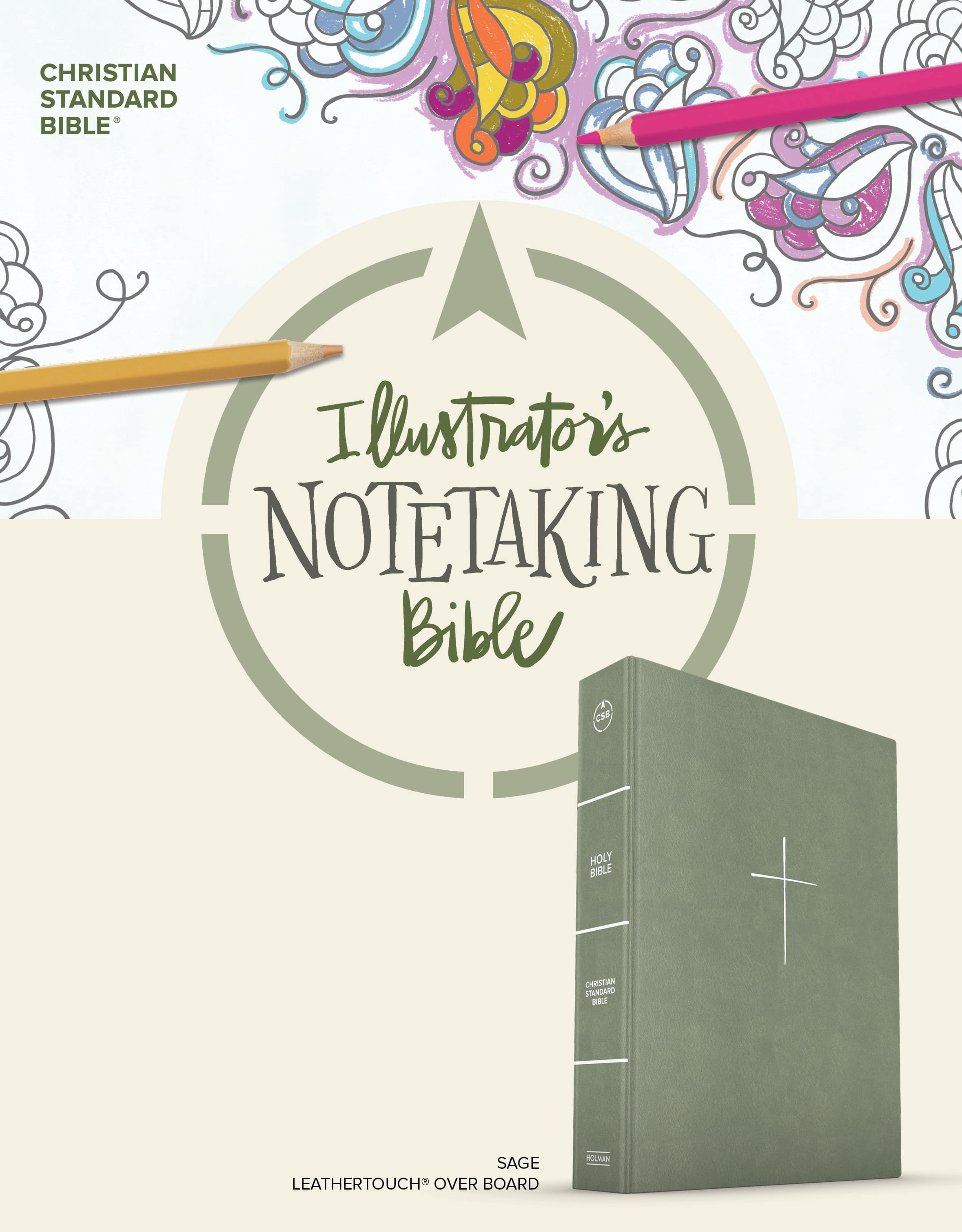 slide 2 of 11 for CSB Illustrator’s Notetaking Bible, Large Print Edition, Sage SuedeSoft LeatherTouch Over Board
