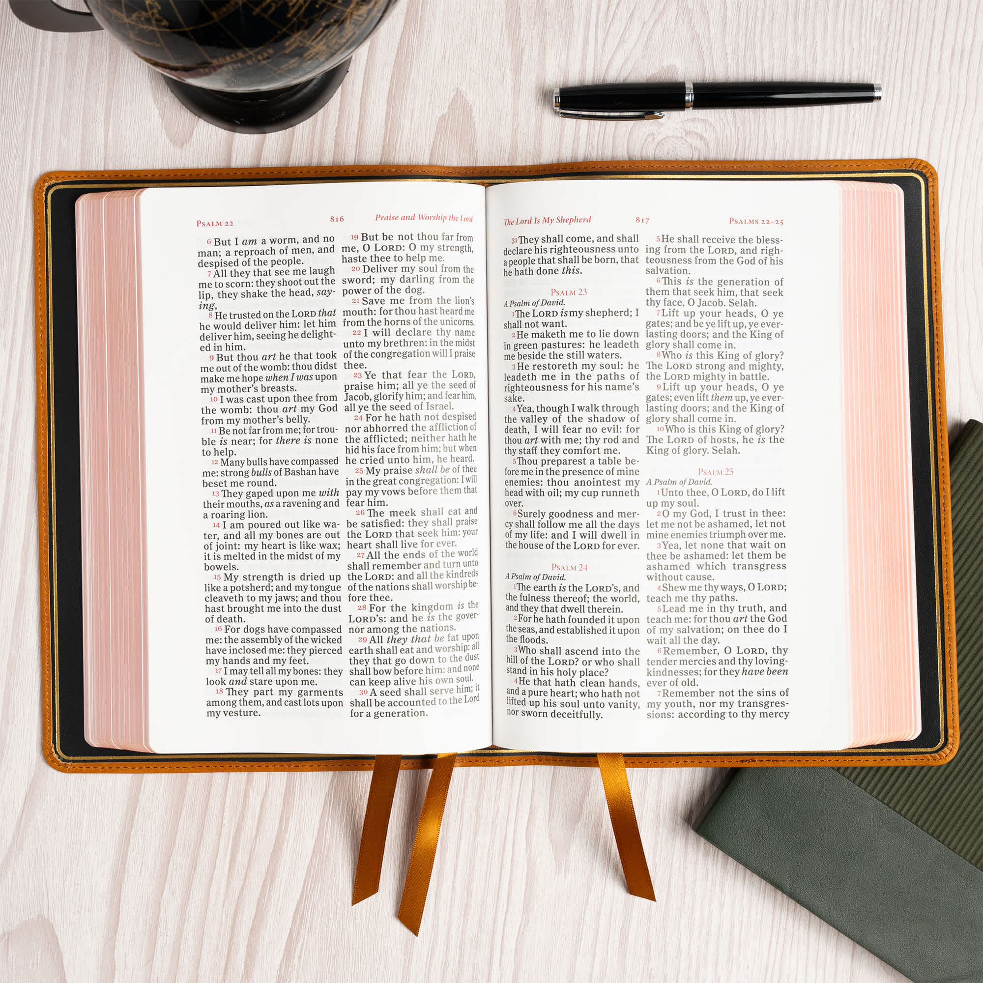 slide 4 of 10 for KJV Giant Print Bible, Holman Handcrafted Collection, Marbled Chestnut Premium Calfskin