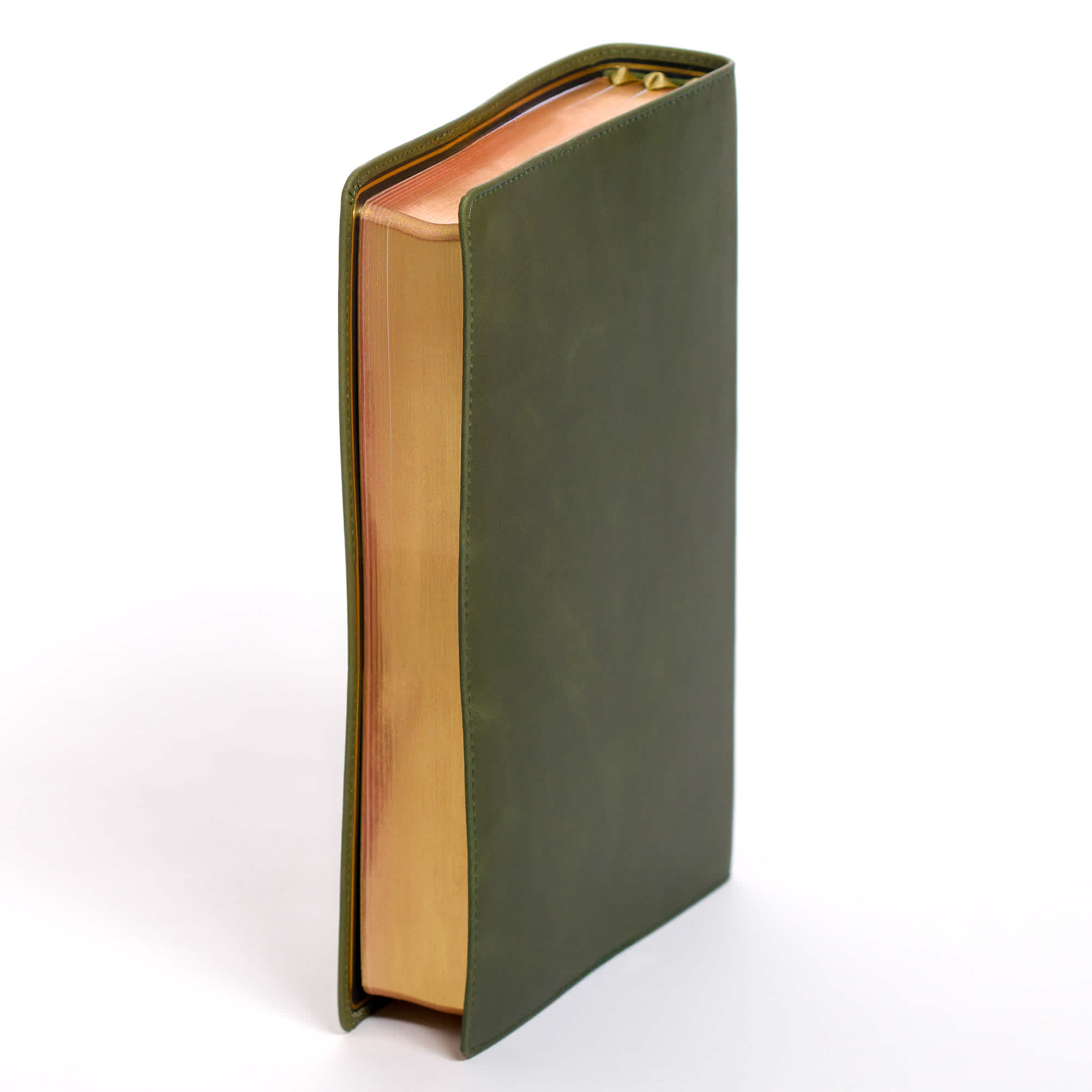 slide 3 of 12 for KJV Giant Print Bible, Holman Handcrafted Collection, Marbled Olive Premium Calfskin