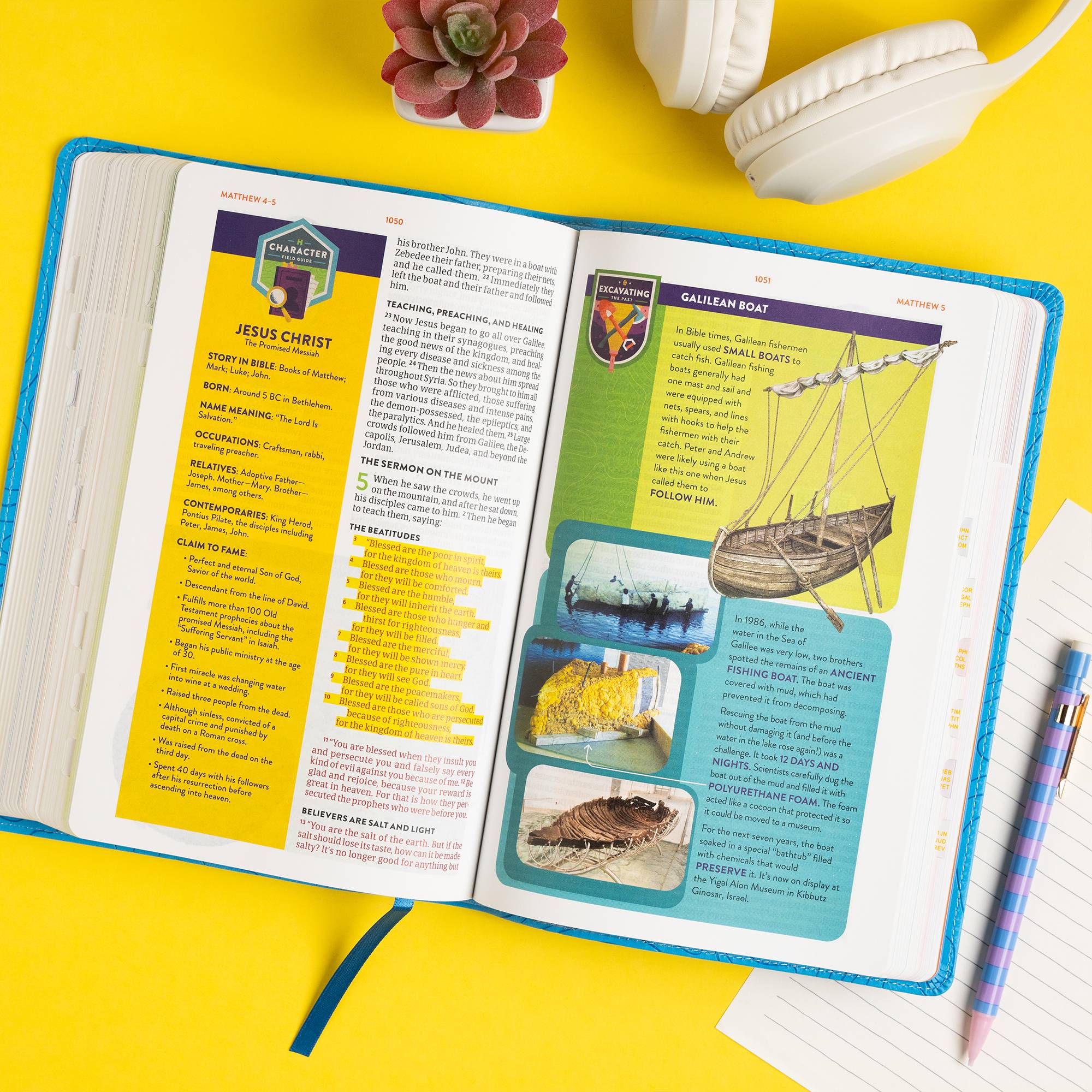 slide 5 of 10 for CSB Explorer Bible for Kids, Sky Blue LeatherTouch, Indexed