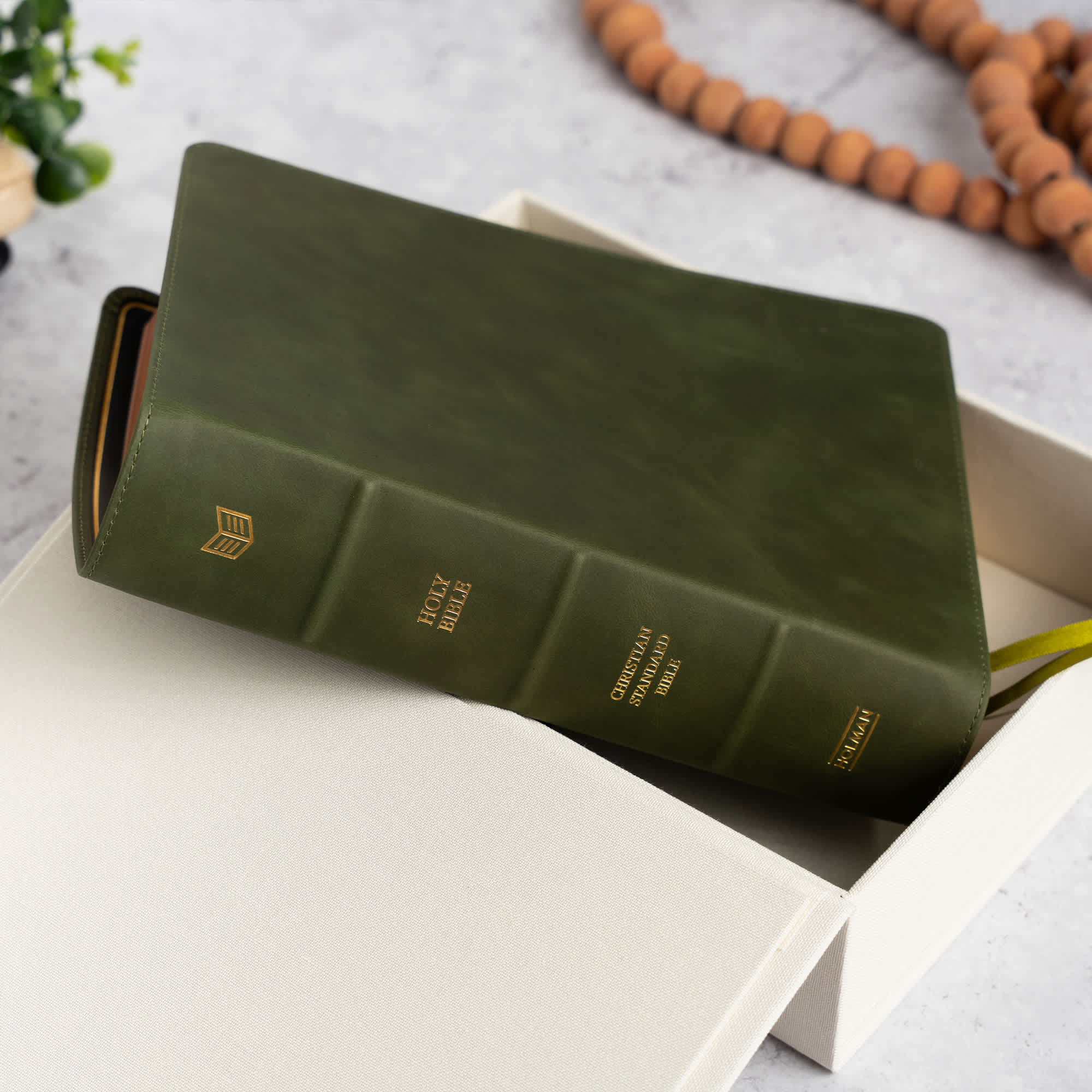 slide 14 of 17 for CSB She Reads Truth Bible, Holman Handcrafted Collection, Olive Premium Calfskin