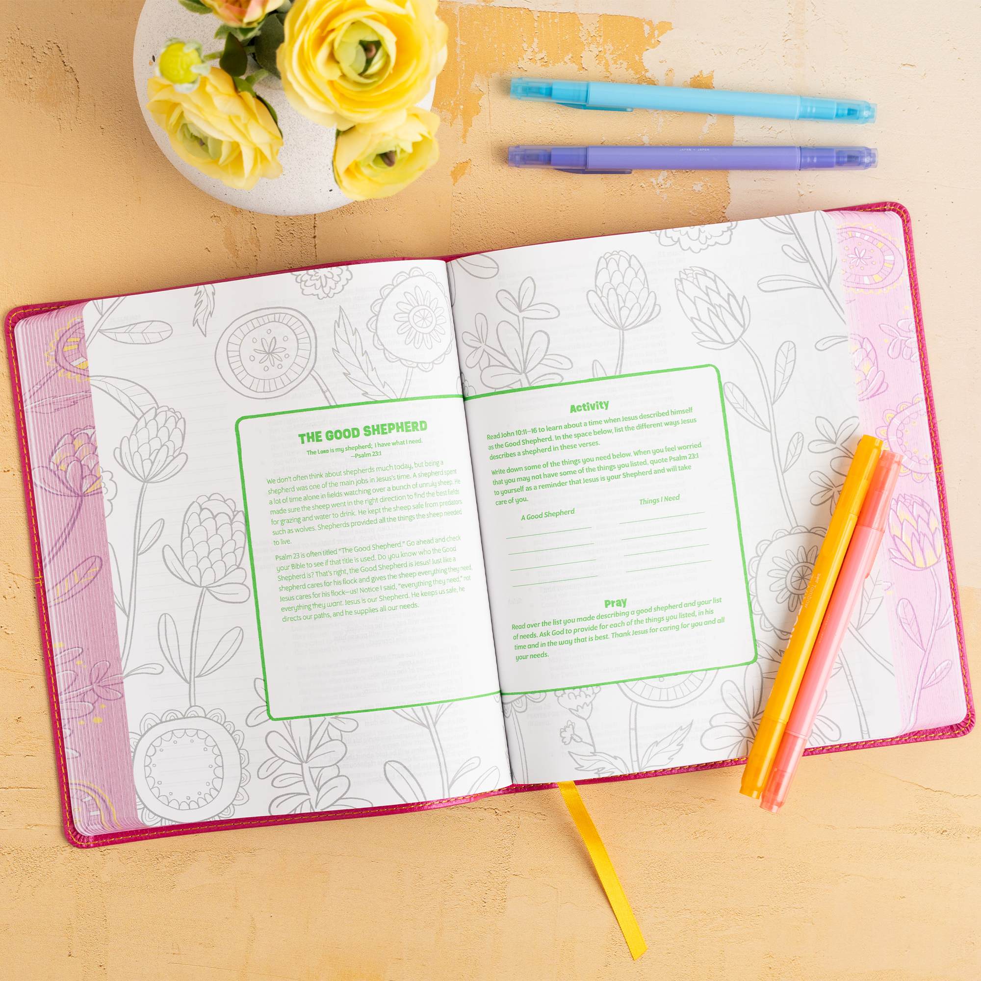 slide 4 of 10 for CSB Journal and Draw Bible for Kids, Pink LeatherTouch