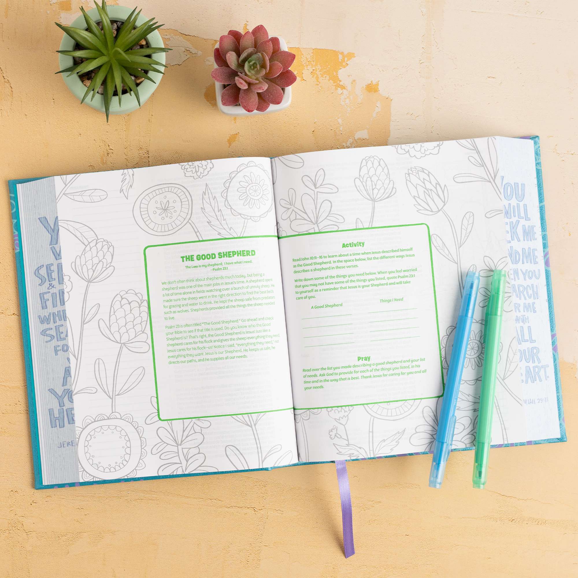 slide 4 of 10 for CSB Journal and Draw Bible for Kids, Teal LeatherTouch Over Board