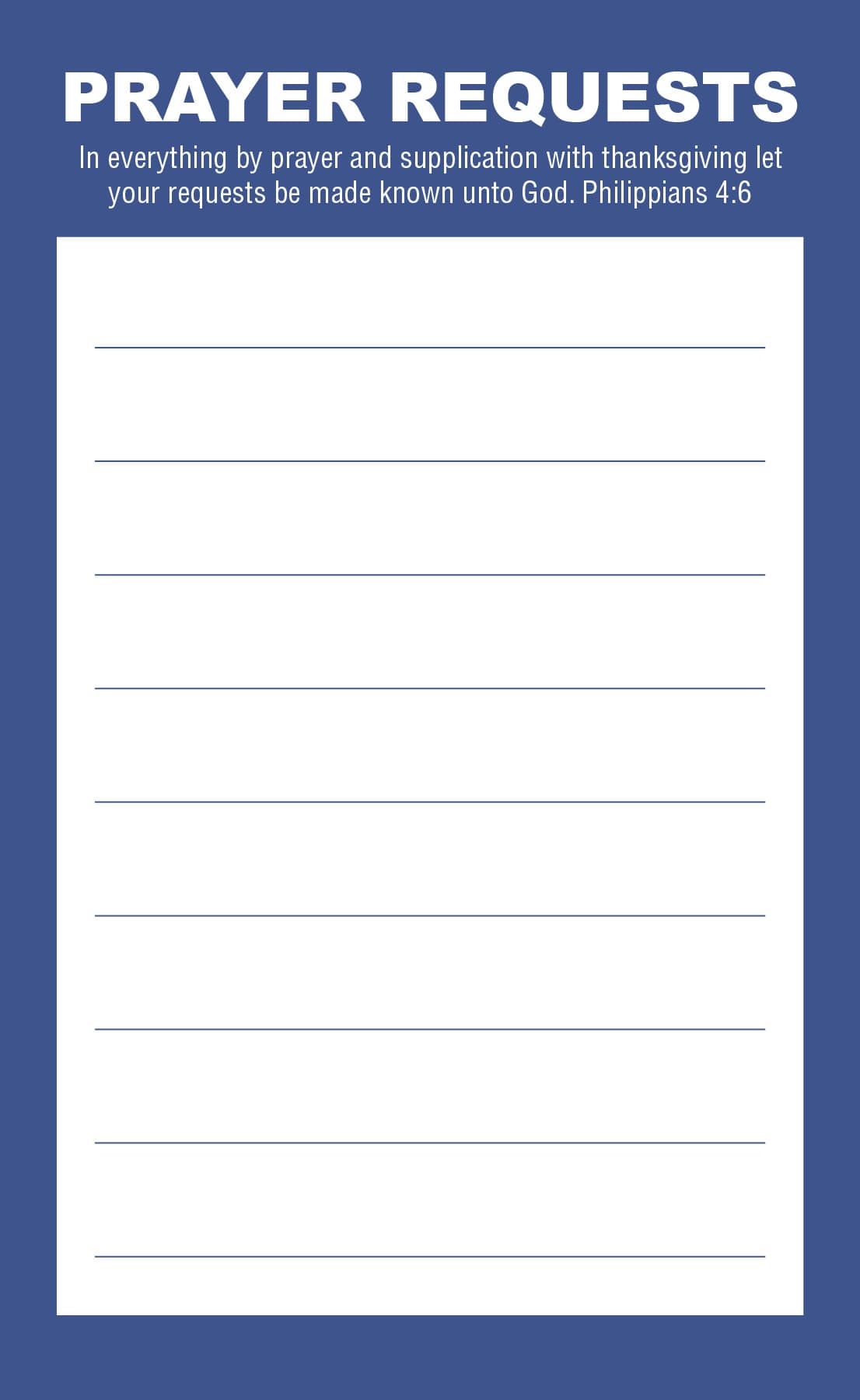 Prayer Request Card - Blue (Package of 50)