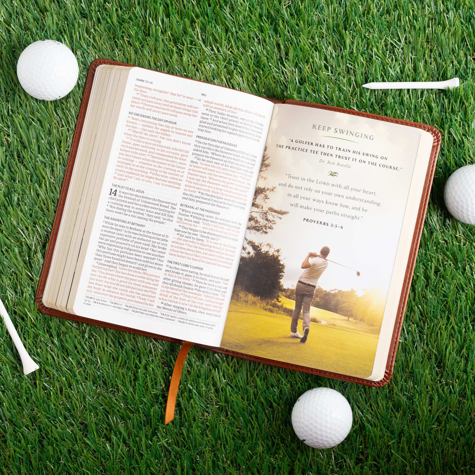 slide 6 of 12 for CSB In His Grip Golfer's Bible, Brown LeatherTouch