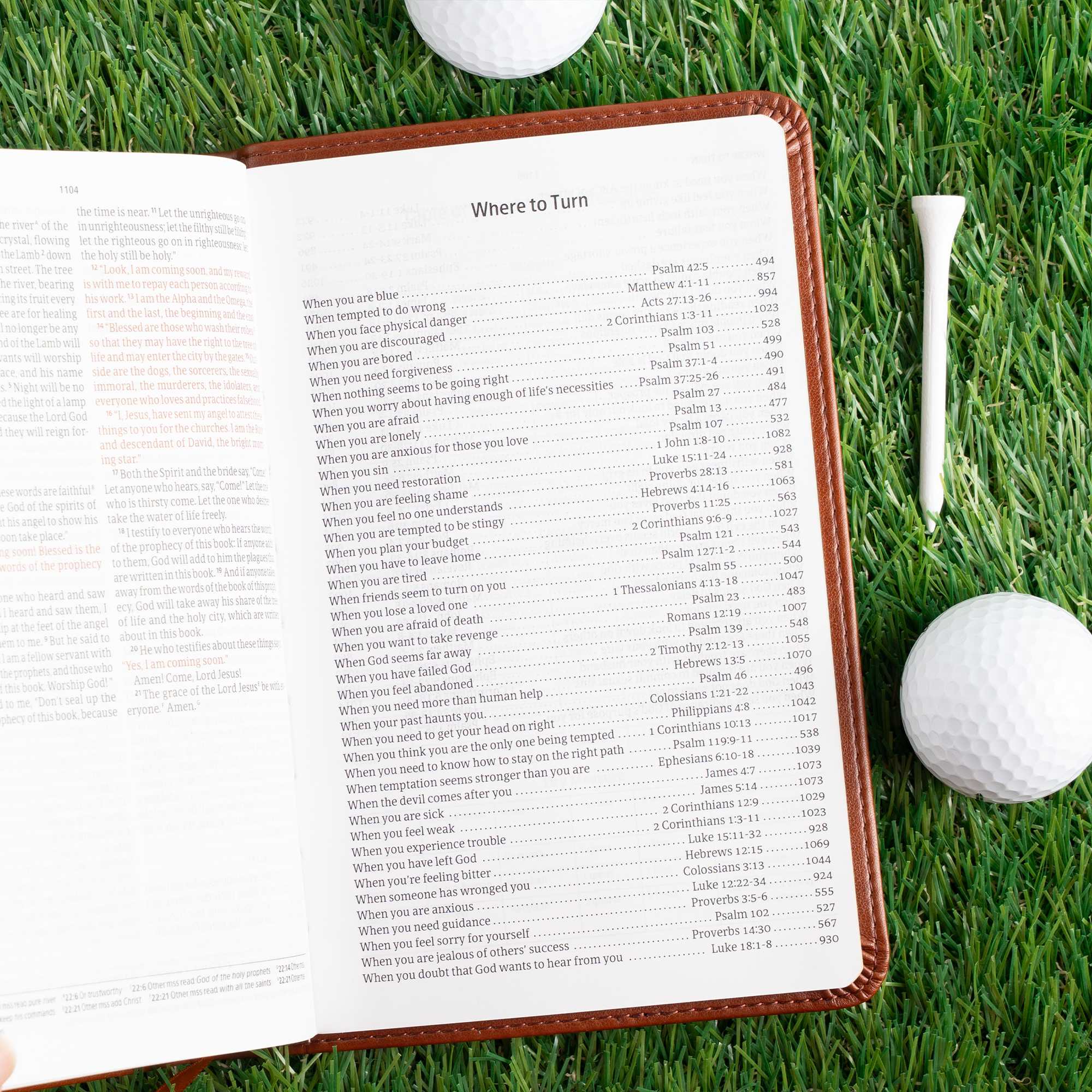 slide 8 of 12 for CSB In His Grip Golfer's Bible, Brown LeatherTouch