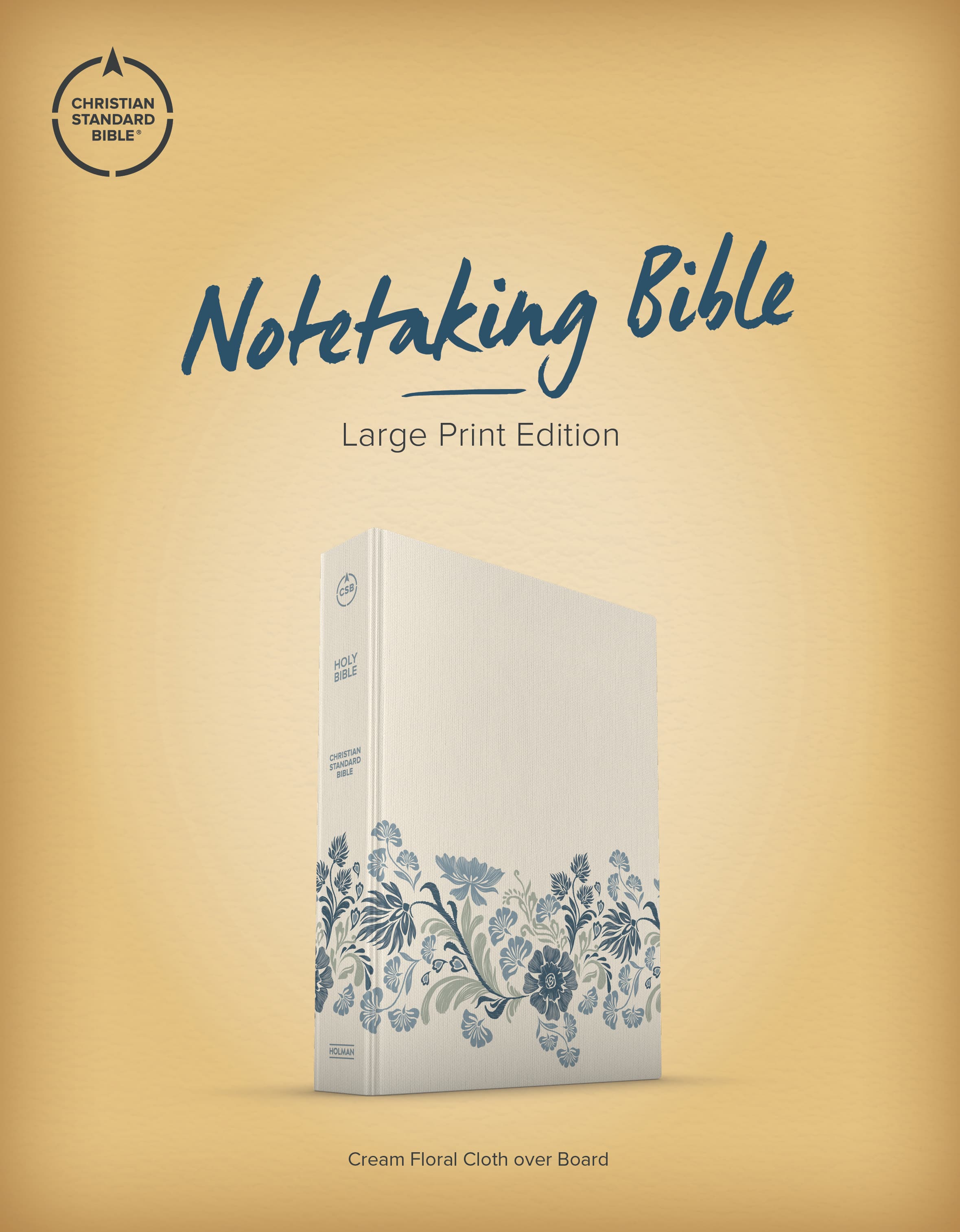 slide 2 of 11 for CSB Notetaking Bible, Large Print Edition, Cream Floral Cloth Over Board