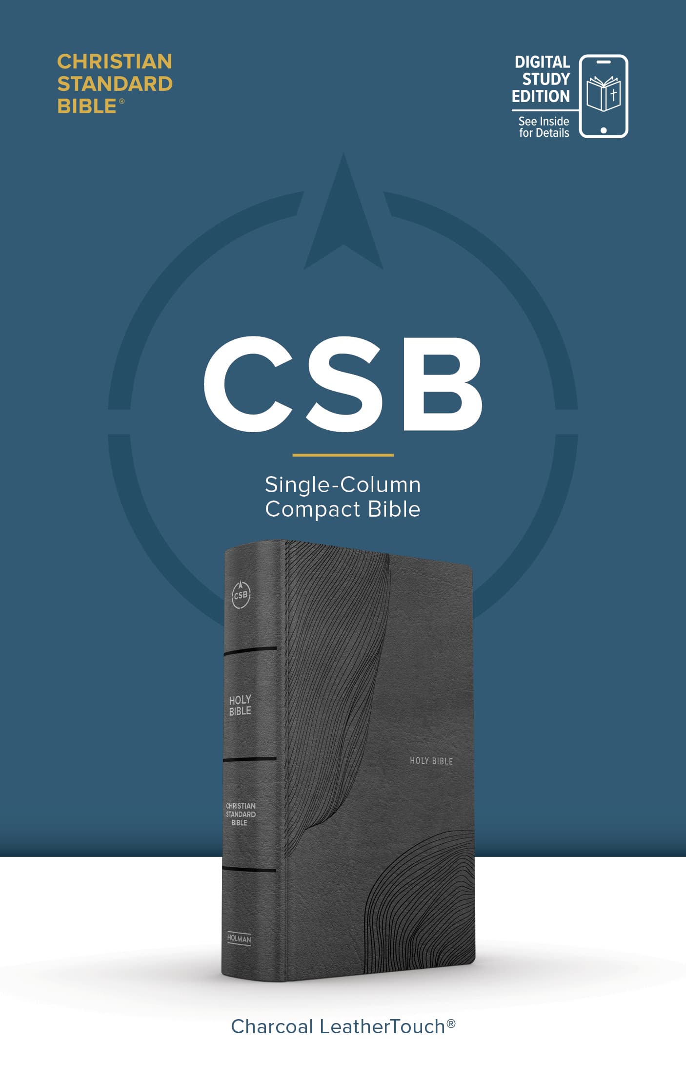slide 2 of 13 for CSB Single-Column Compact Bible, Digital Study Edition, Charcoal LeatherTouch