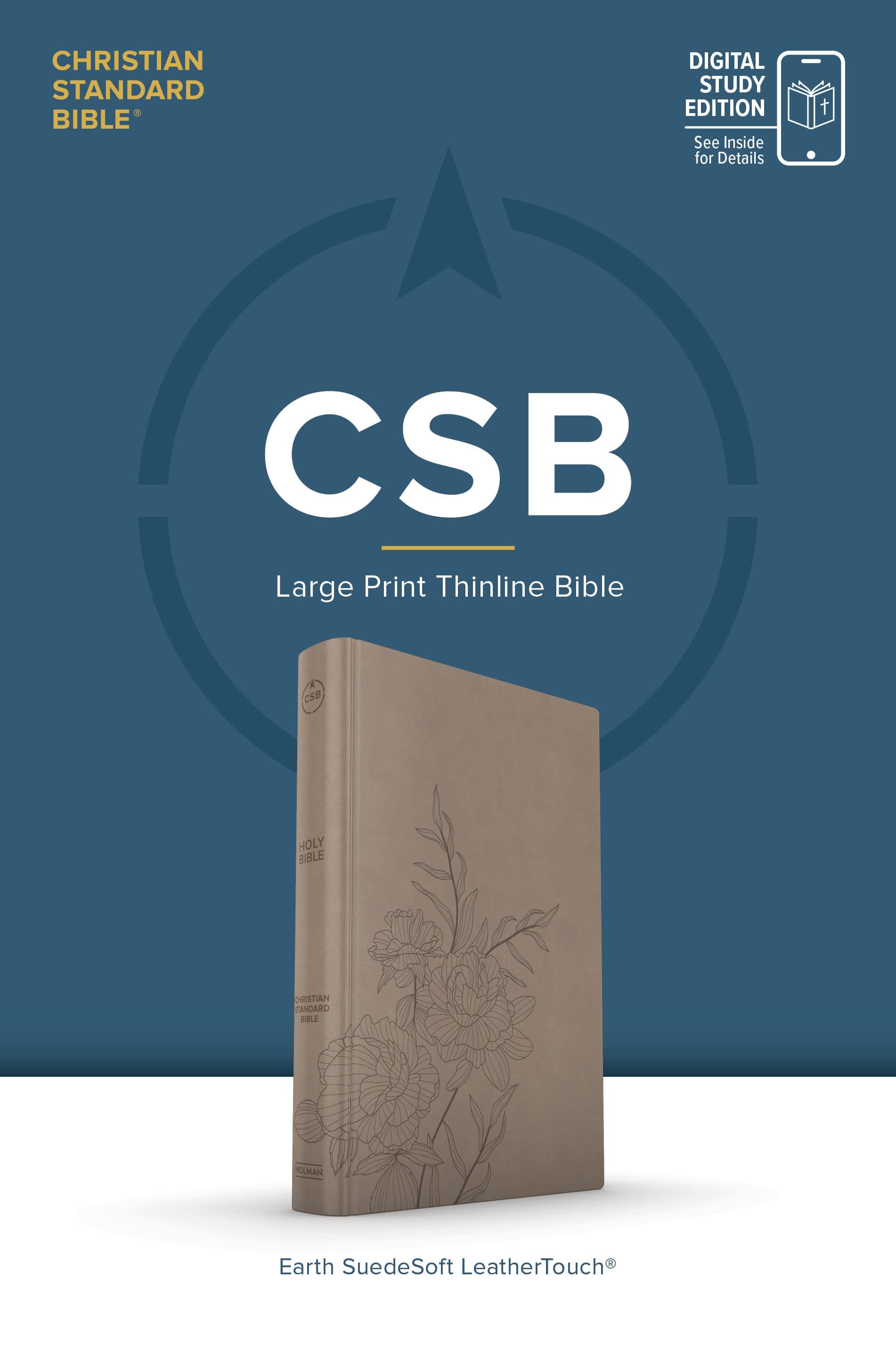 slide 2 of 2 for CSB Large Print Thinline Bible, Digital Study Edition, Earth SuedeSoft LeatherTouch
