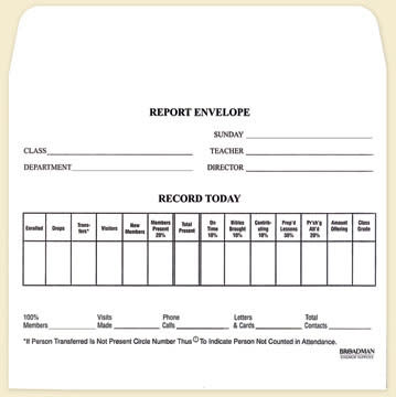 Report Envelope: Record Today (Package of 100)