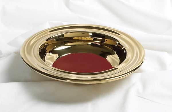 RemembranceWare Offering Plate with Red Felt - Brass