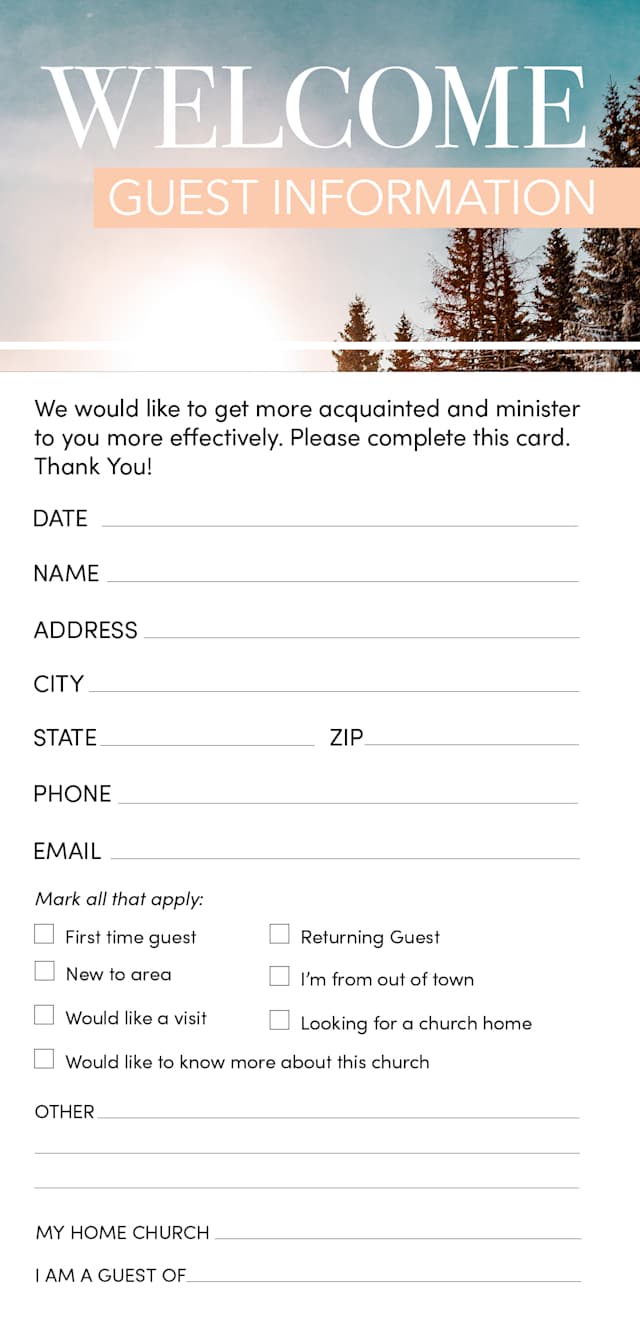 Guest Information Card: Welcome - Winter (Package of 50)