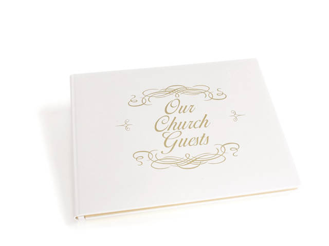 Church Guest Book - Large White Bonded Leather