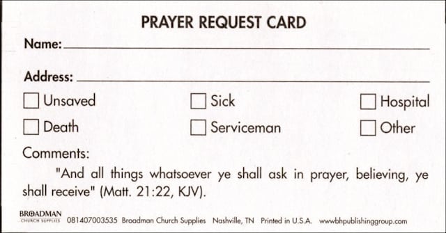 Prayer Request Card (Package of 100)