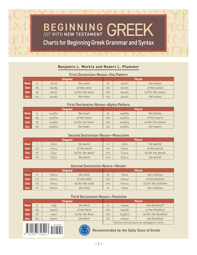 Charts for Beginning Greek Grammar and Syntax