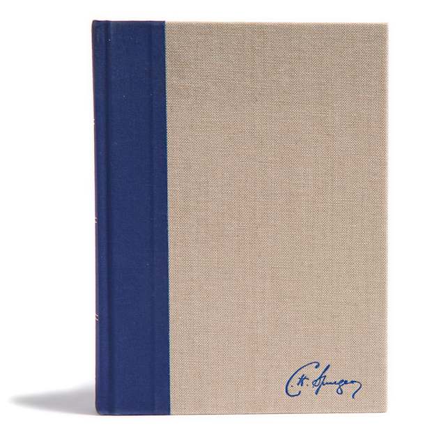 KJV Spurgeon Study Bible, Navy/Tan Cloth Over Board