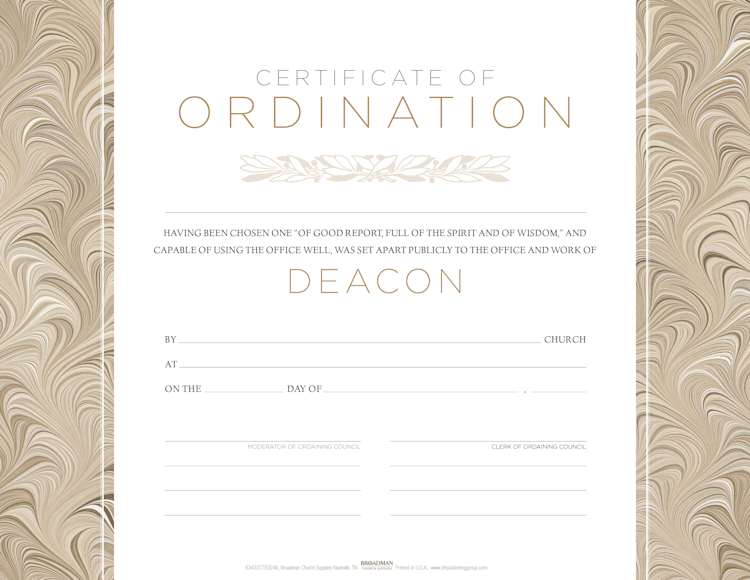 Certificate of Ordination for Deacon - Flat Opaque (Package of 6)