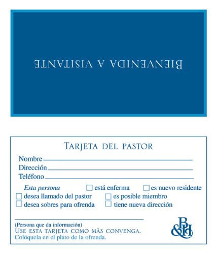 Bienvenida de visitante: Tarjeta del pastor (Package of 100)