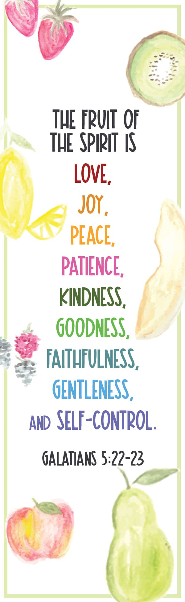 Teaching Bookmark: Fruit of the Spirit - Kids (Package of 25)
