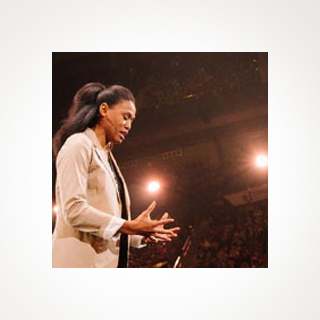 Priscilla Shirer speaking passionately on stage