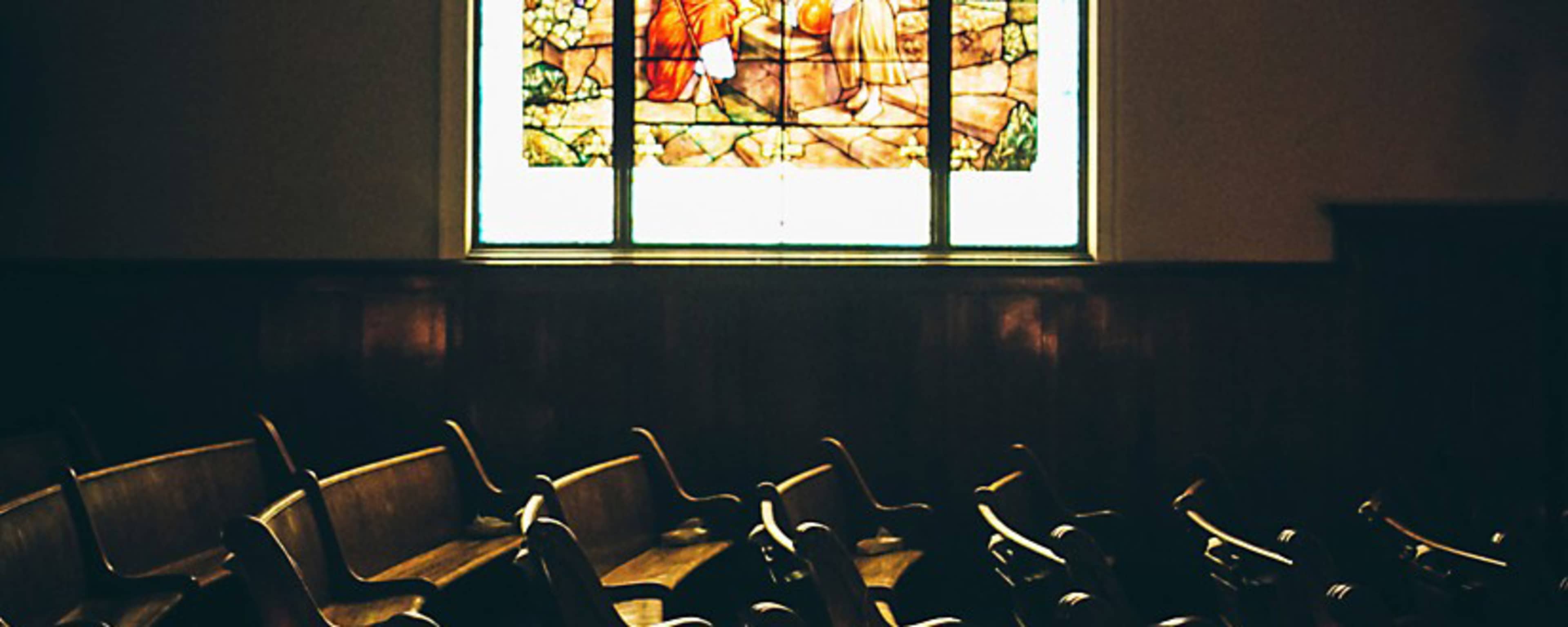 Church pews with window