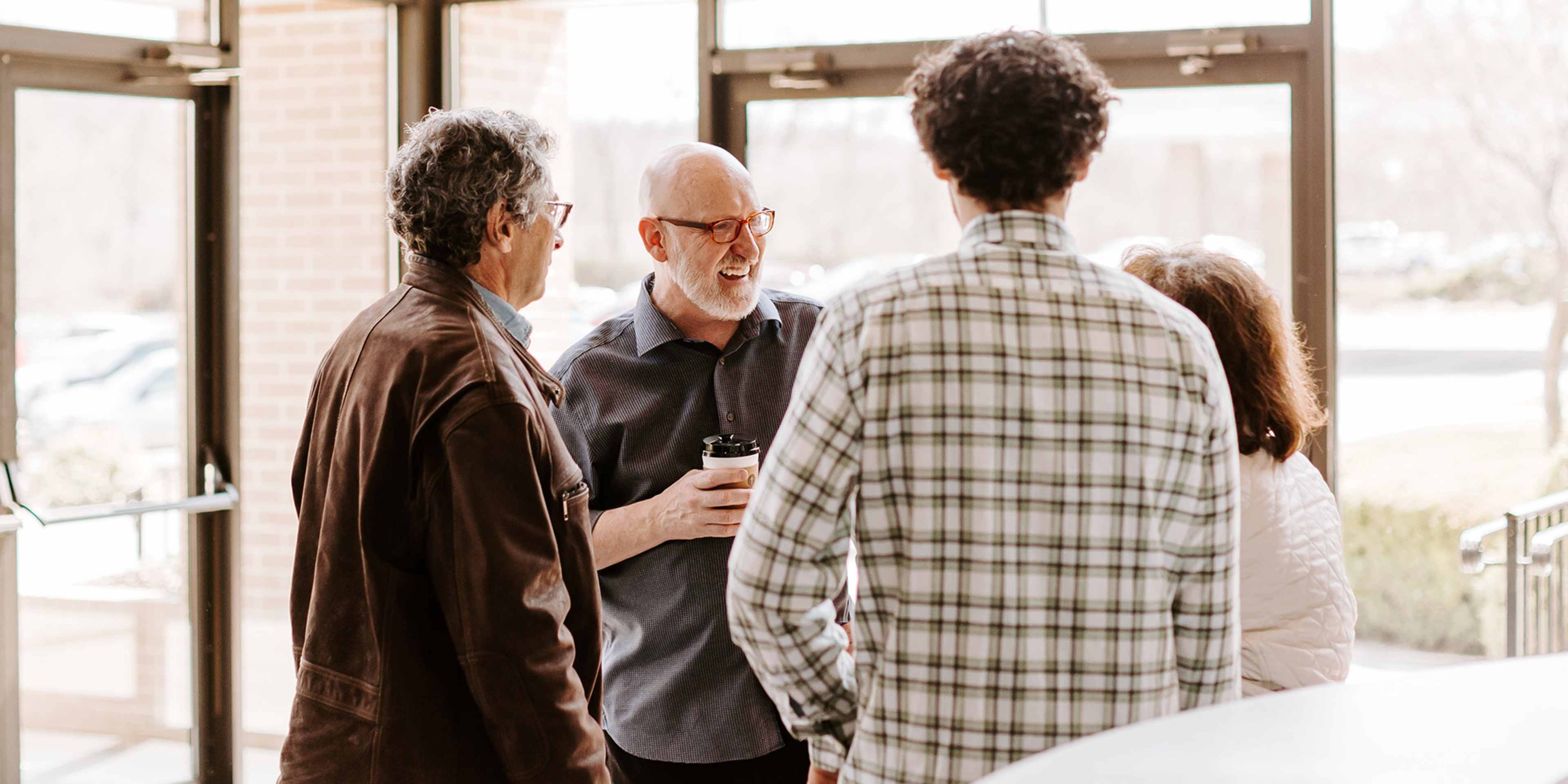 group of people at church talking