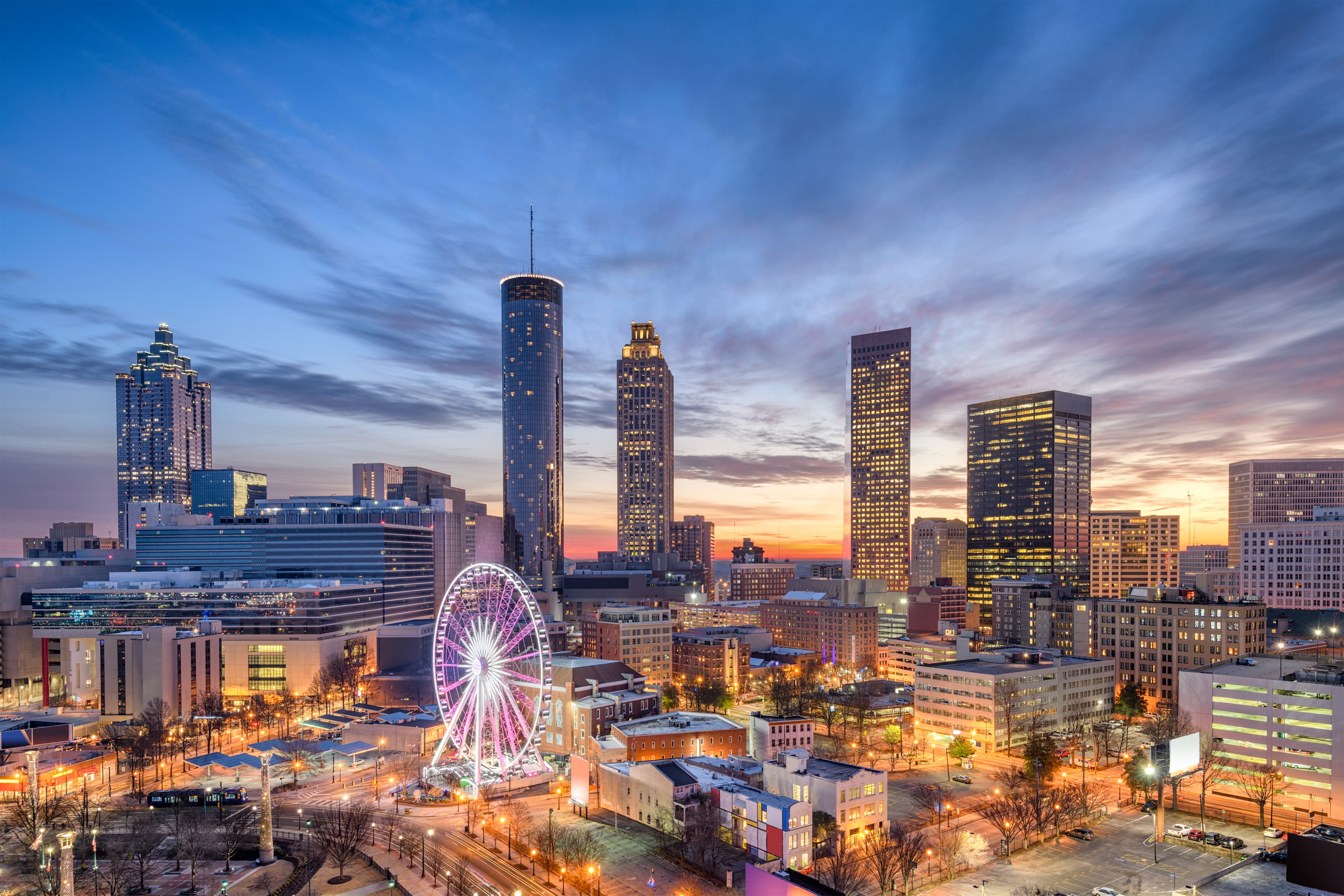 Evening skyline image of Atlanta, Georgia