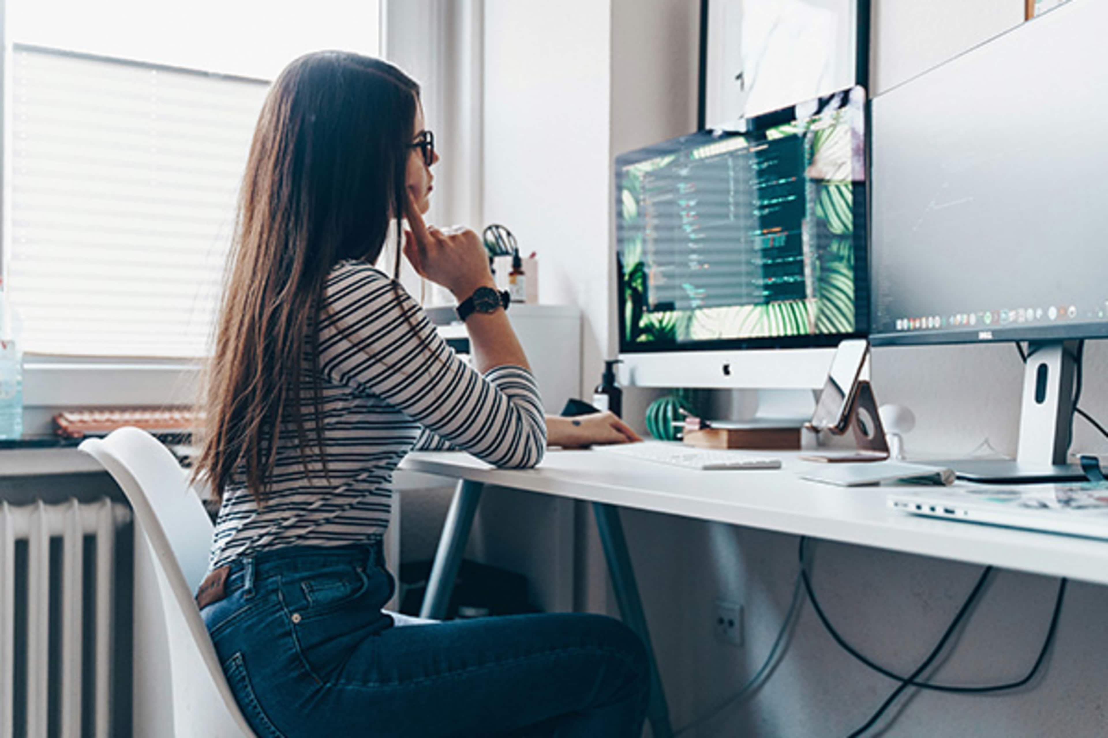 Young woman working on a computer
