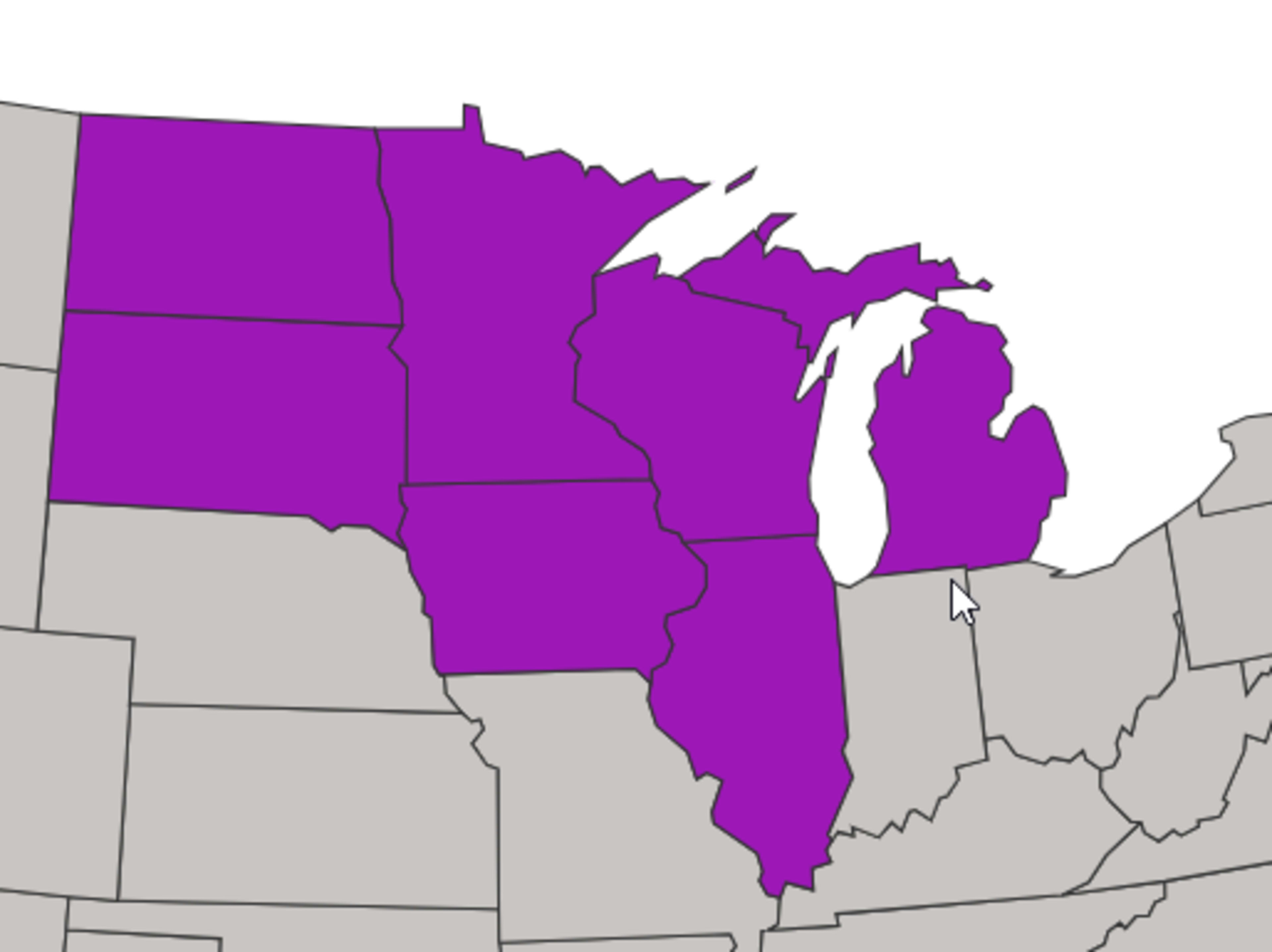 map of northern midwest states