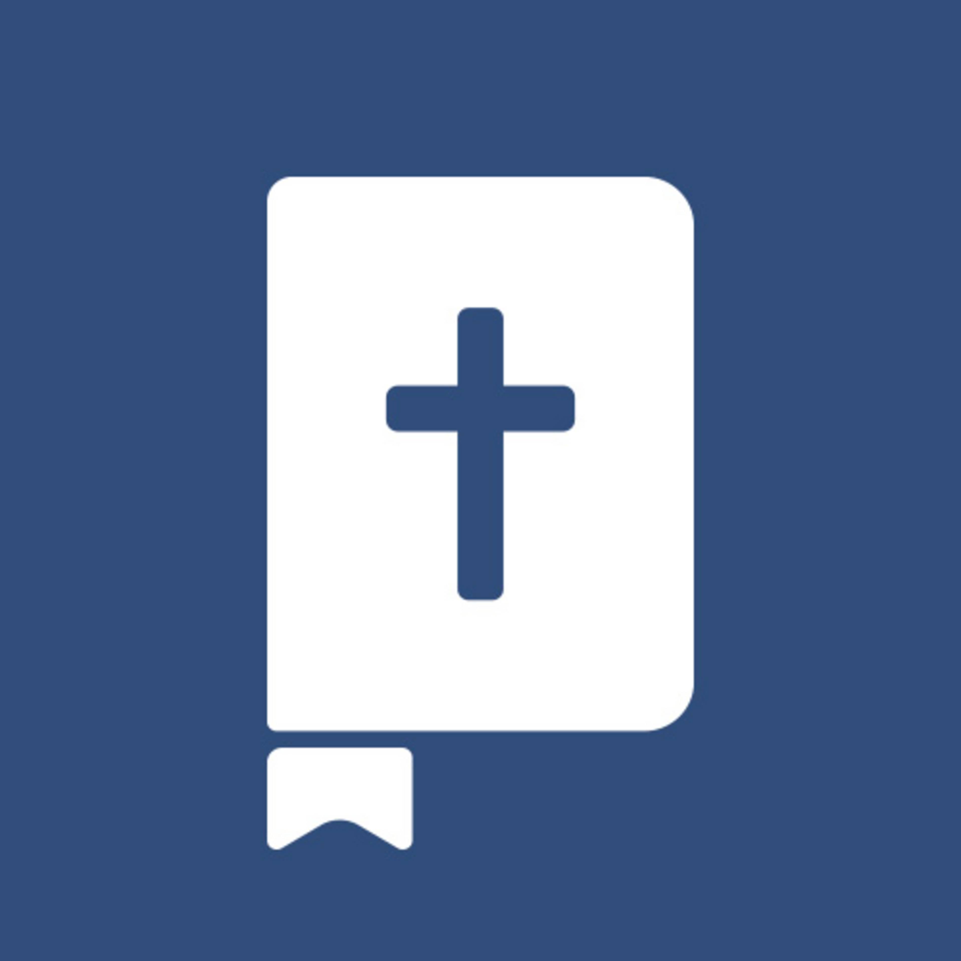Blue background with a white Bible