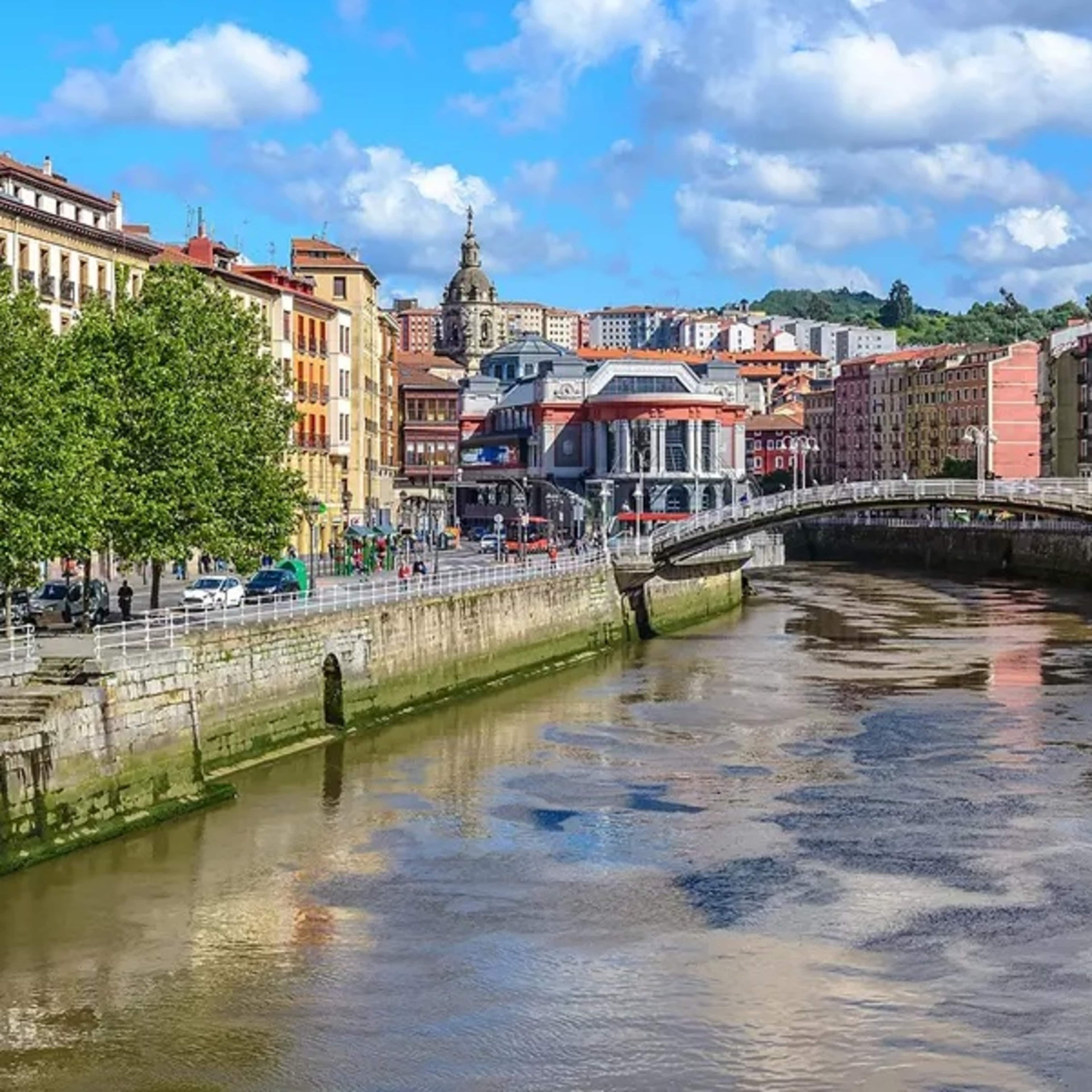 Spanish town with river and bridge