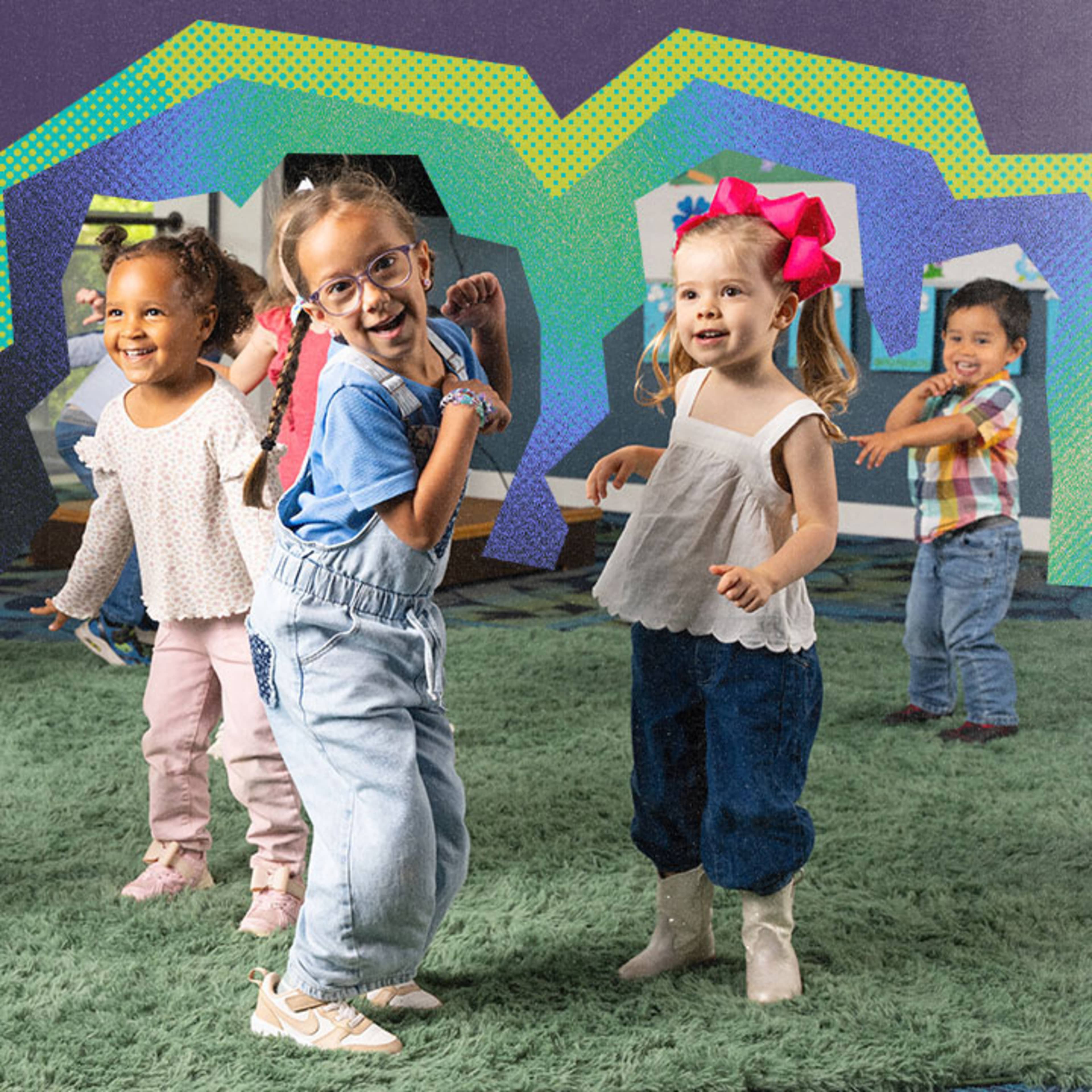 Toddlers dancing and smiling