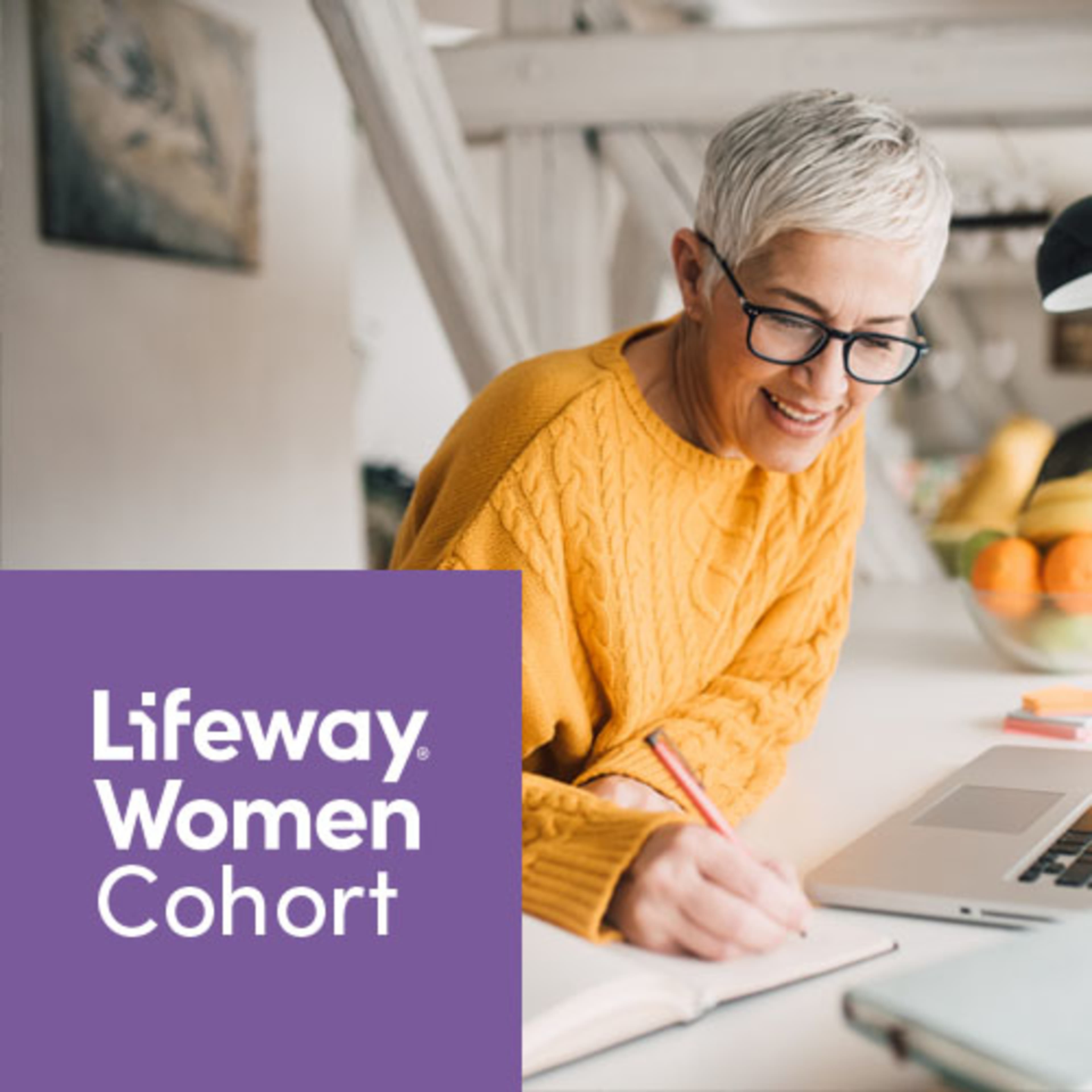 Lifeway Women Cohort with woman working at a desk