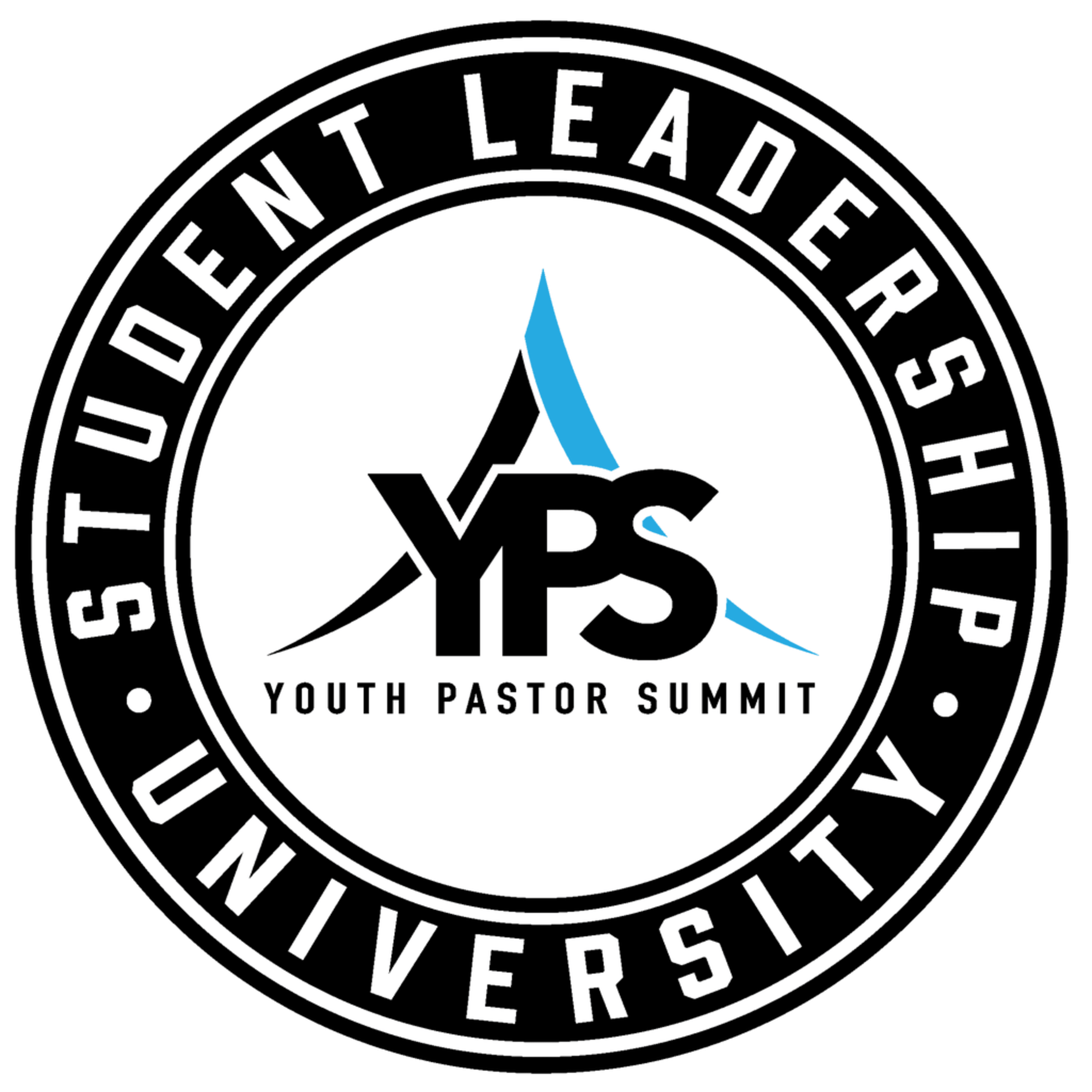 Black circle with Youth Pastor Summit logo in the middle