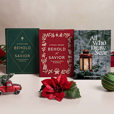 Bible studies for Advent that are displayed on a table