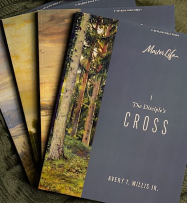 Masterlife Bible Study fanned out on a green background