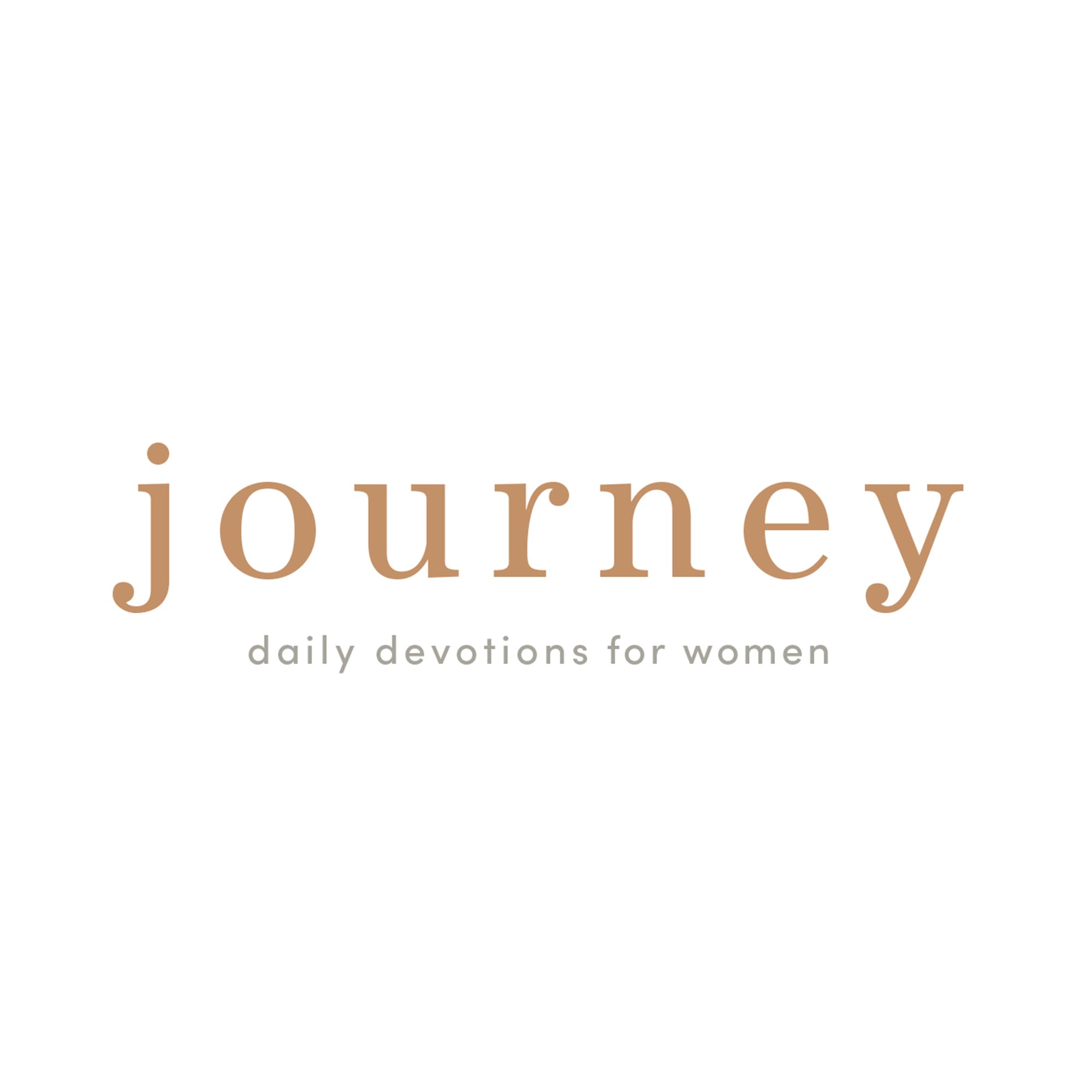 Journey daily devotions for women logo in a minimalistic design with soft brown text.