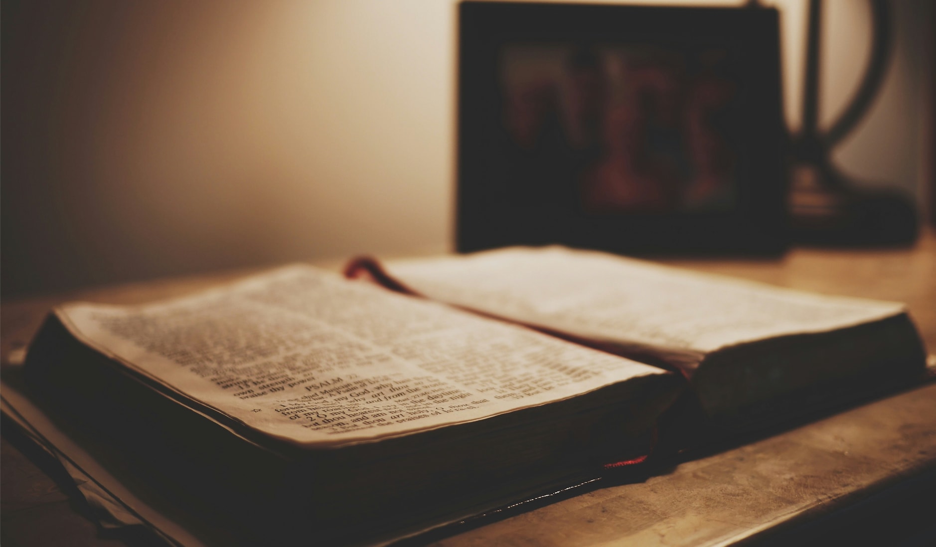 open bible on the table