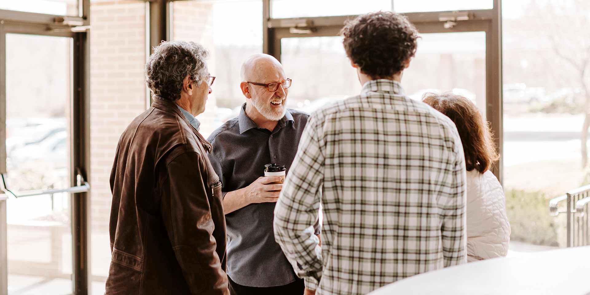 group of people at church talking