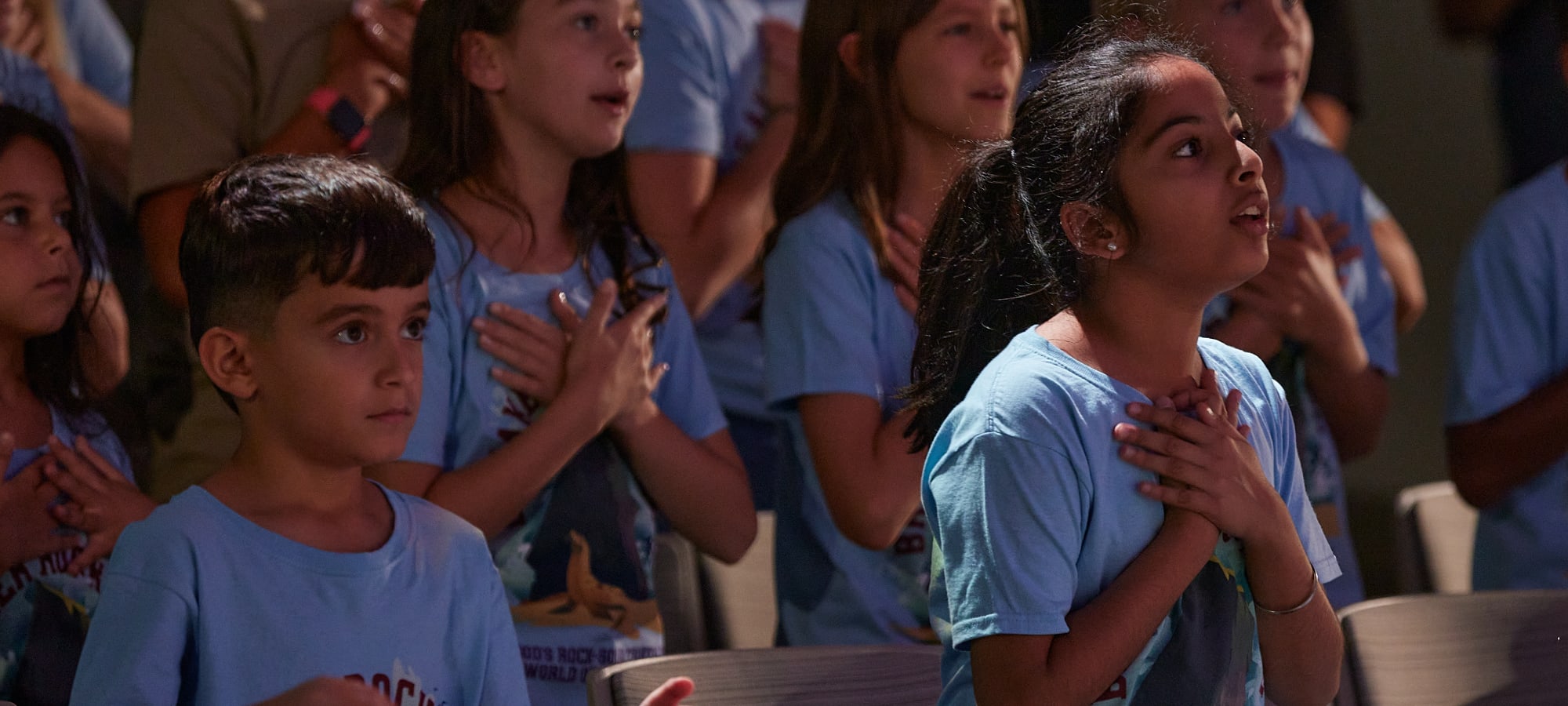 Kids singing in church