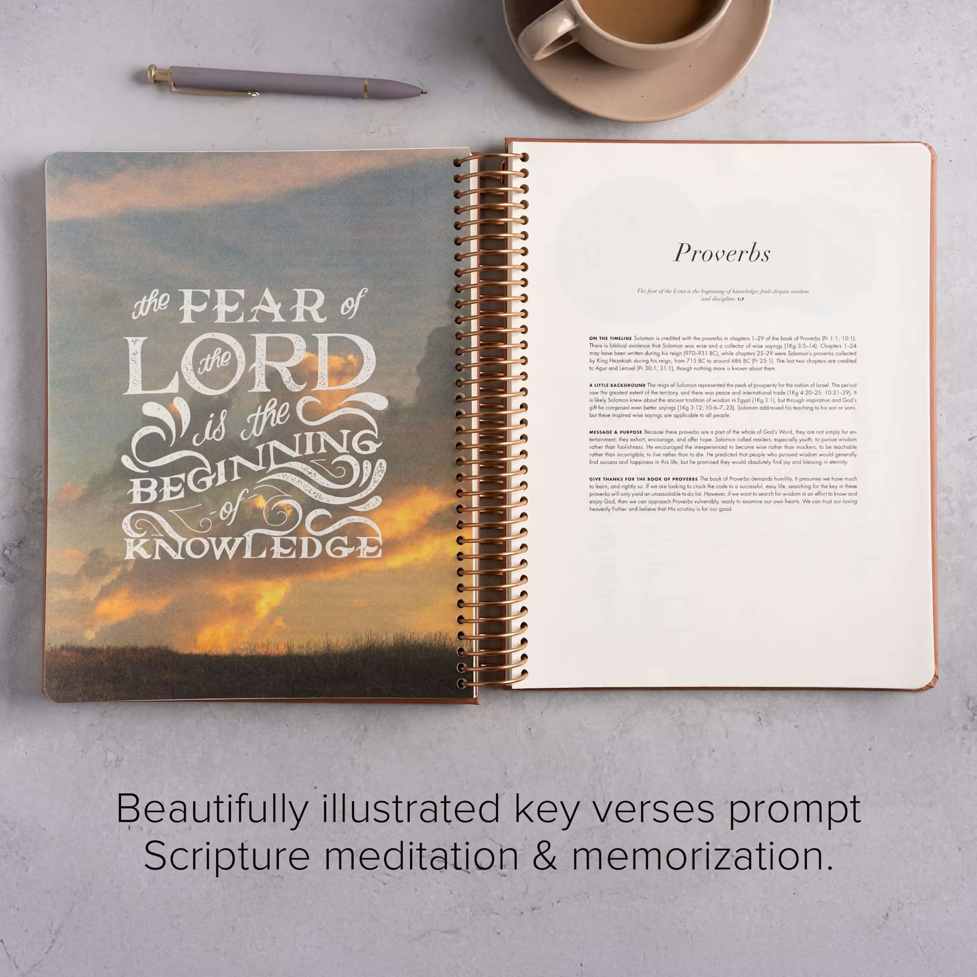 CSB She Reads Truth Spiral-Bound Notetaking Bible laid flat on a gray background