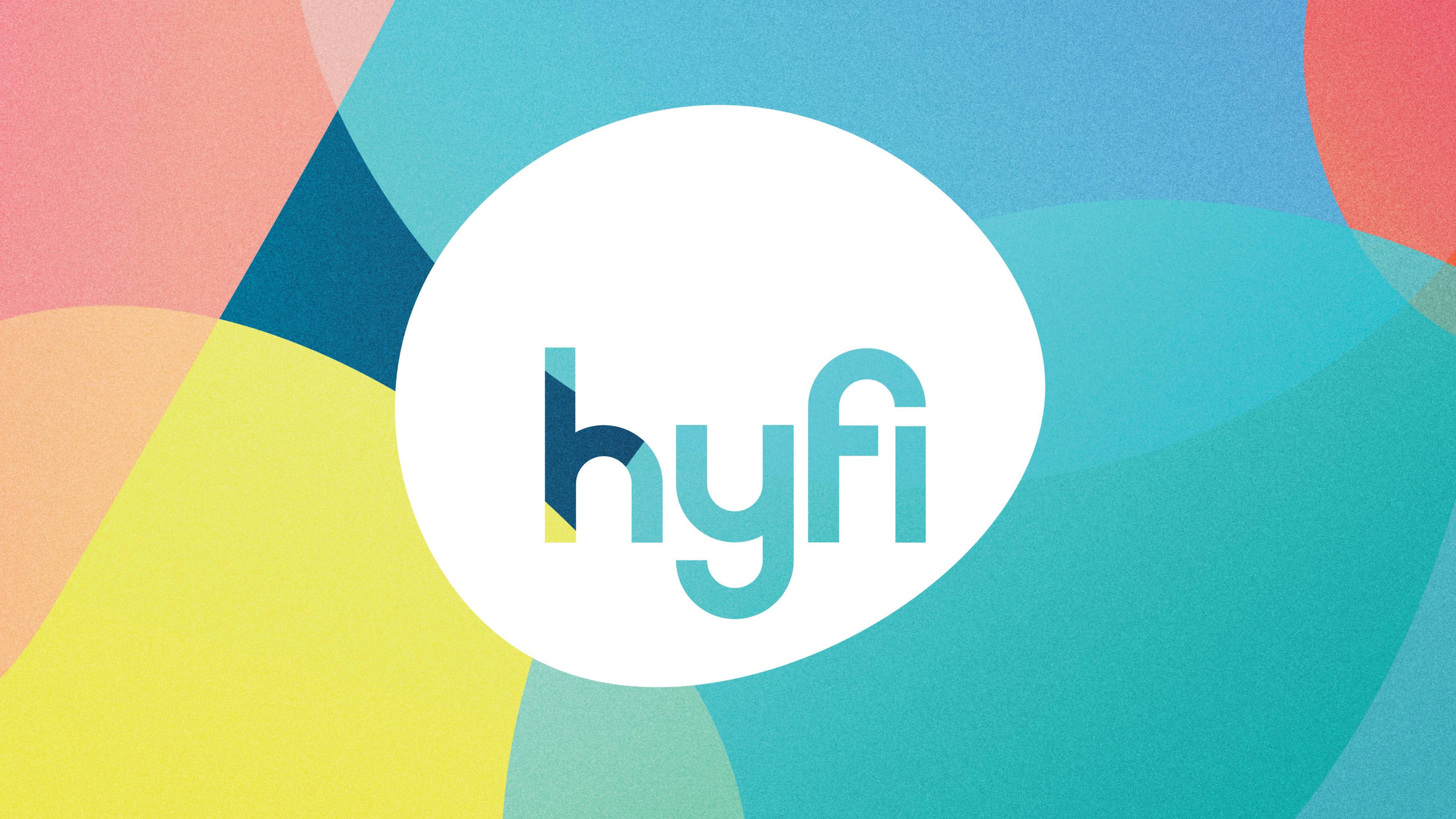 Hyfi logo with multi-color background